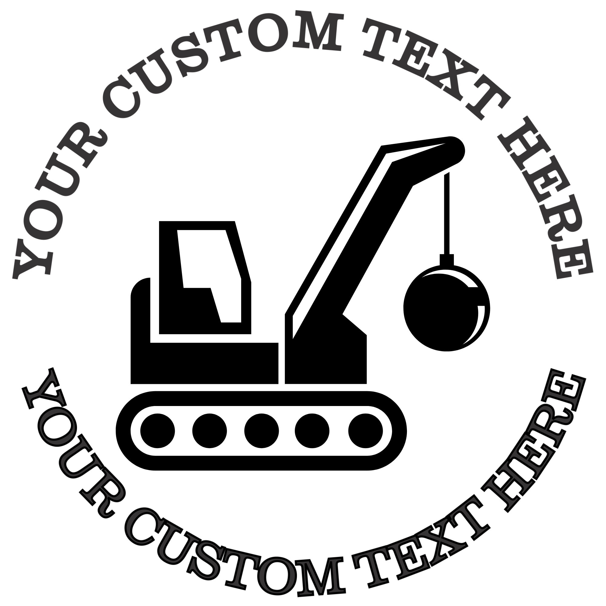 Demolition Machine with a Wrecking Ball  Self-Inking Custom Rubber Stamp | Personalized Return Address Stamp | Name & Address Customizable | 1.6" In Diameter Self Inking Rubber Stamp (SH-76645)