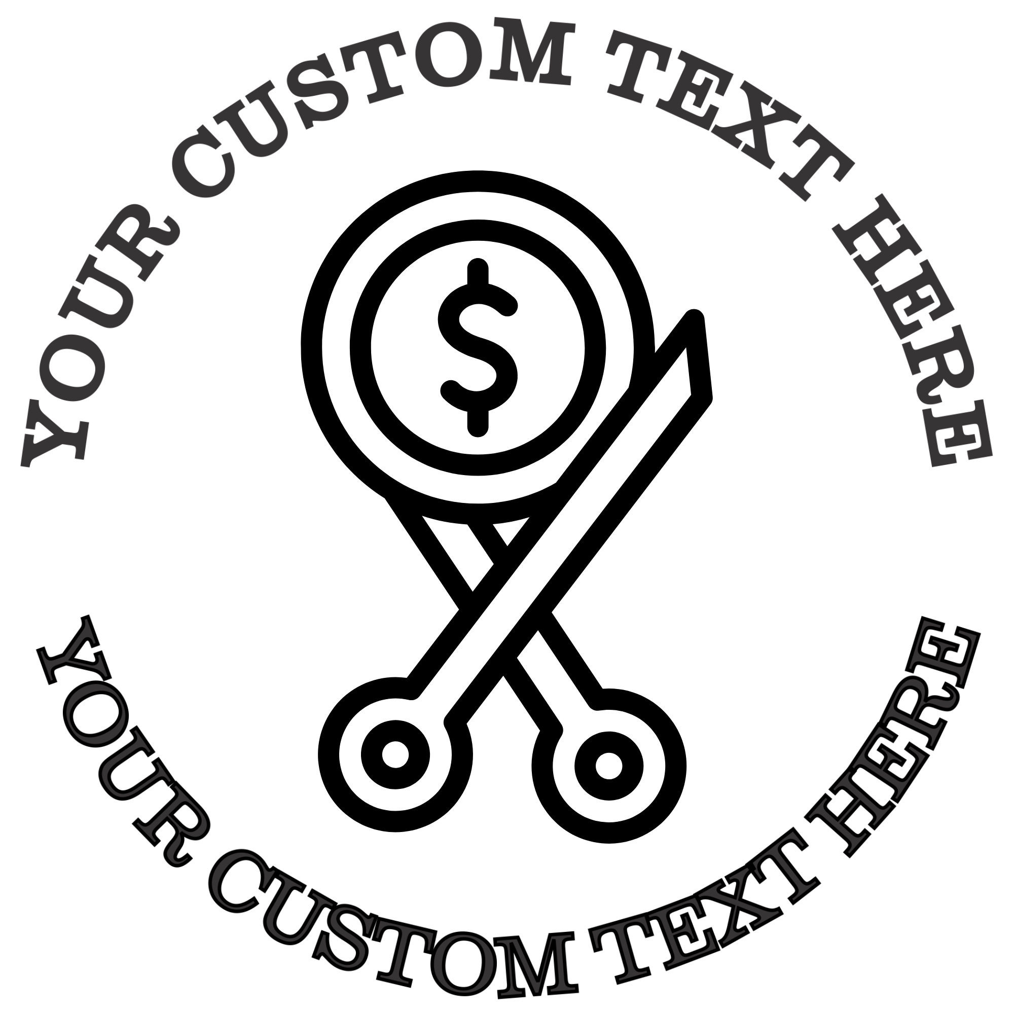 Scissors Cutting Money, Cutting Expenses  Self-Inking Custom Rubber Stamp | Personalized Return Address Stamp | Name & Address Customizable | 1.6" In Diameter Self Inking Rubber Stamp (SH-76646)