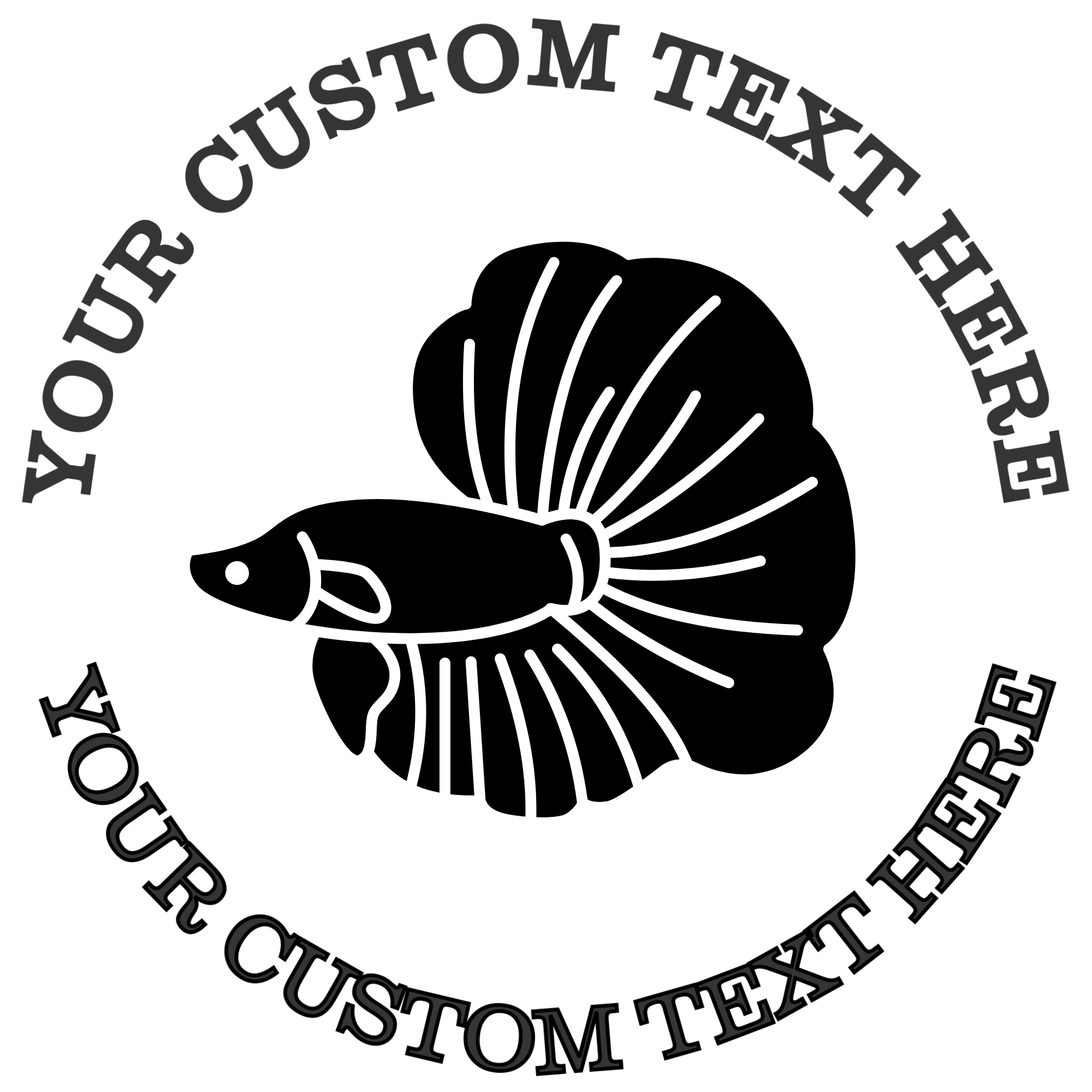 Betta Fish  Self-Inking Custom Rubber Stamp | Personalized Return Address Stamp | Name & Address Customizable | 1.6" In Diameter Self Inking Rubber Stamp (SH-76651)