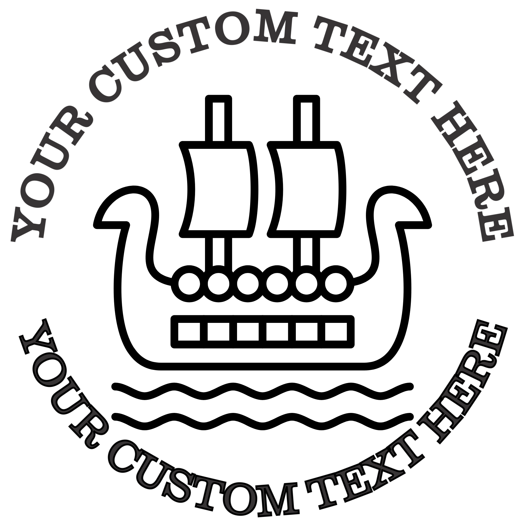 Long Viking Ship  Self-Inking Custom Rubber Stamp | Personalized Return Address Stamp | Name & Address Customizable | 1.6" In Diameter Self Inking Rubber Stamp (SH-76654)