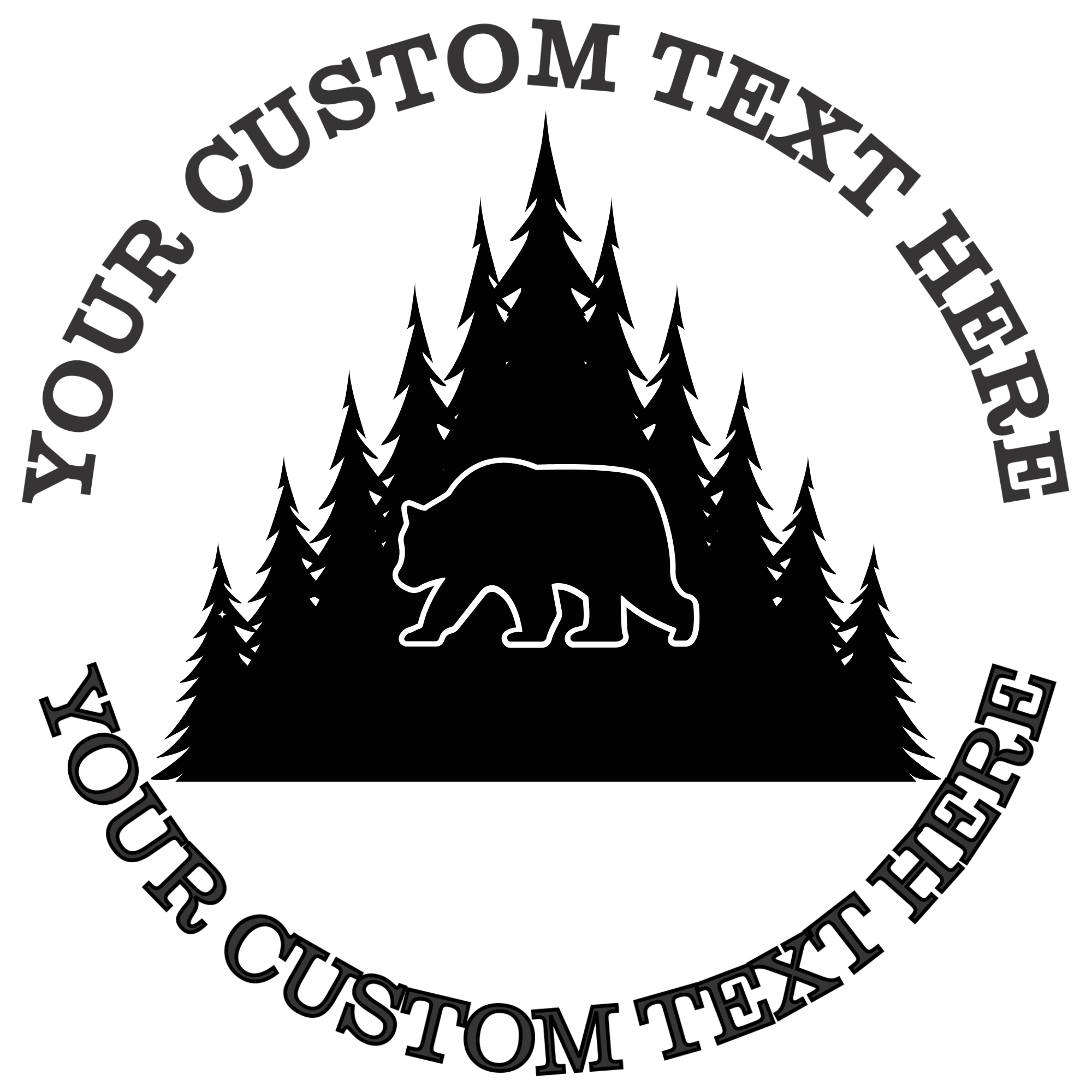 Deep Woods with a Bear Outline  Self-Inking Custom Rubber Stamp | Personalized Return Address Stamp | Name & Address Customizable | 1.6" In Diameter Self Inking Rubber Stamp (SH-76664)