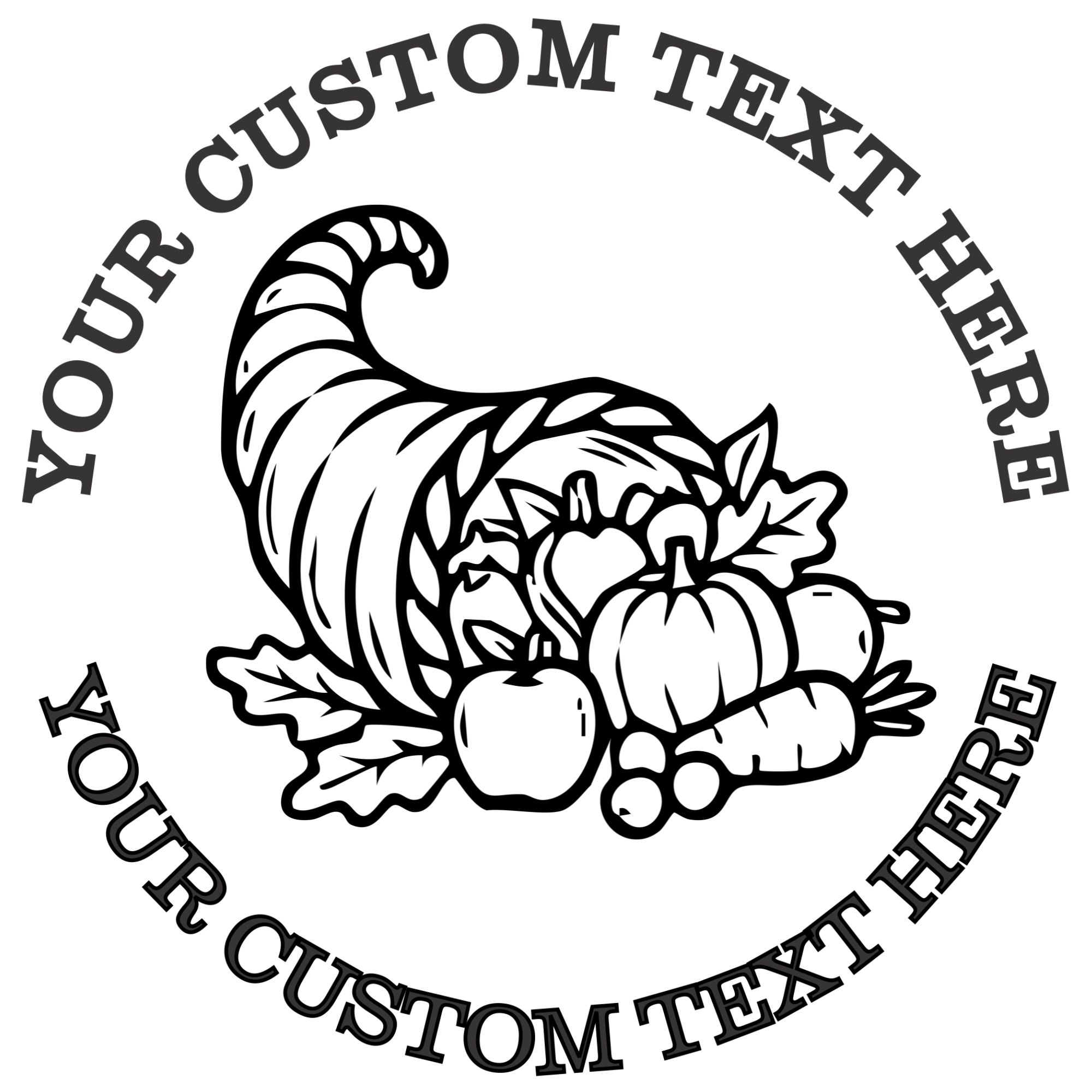 Cornucopia  Self-Inking Custom Rubber Stamp | Personalized Return Address Stamp | Name & Address Customizable | 1.6" In Diameter Self Inking Rubber Stamp (SH-76665)