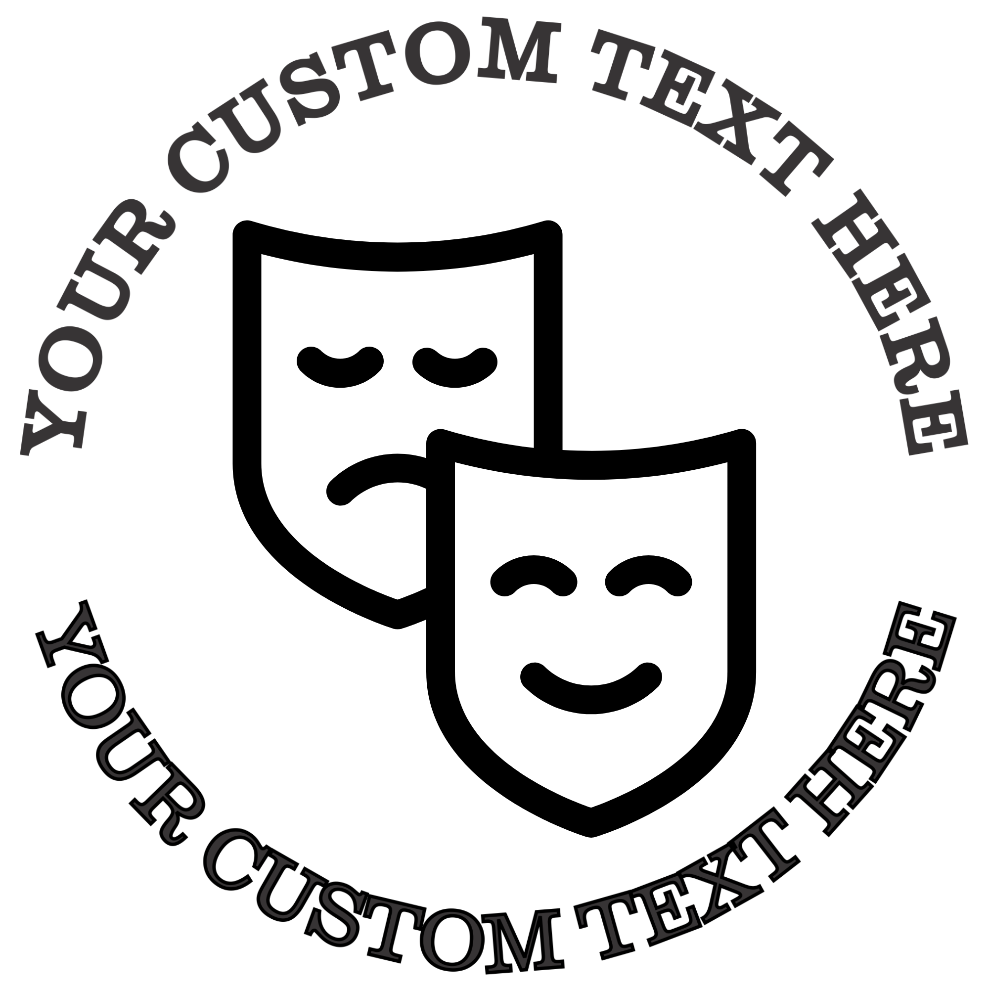 Two Theater Masks  Self-Inking Custom Rubber Stamp | Personalized Return Address Stamp | Name & Address Customizable | 1.6" In Diameter Self Inking Rubber Stamp (SH-76671)