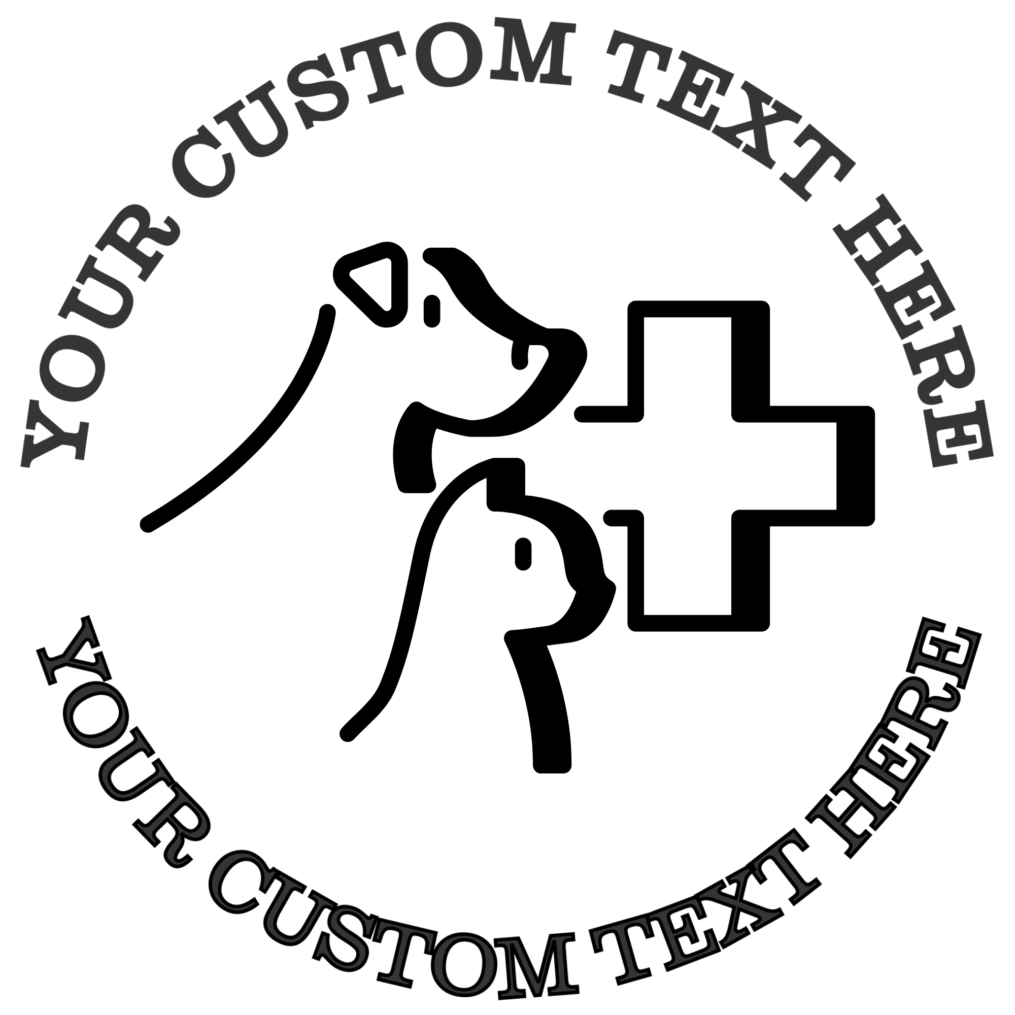 Cat and Dog Silhouette with Medical Cross Veterinarian  Self-Inking Custom Rubber Stamp | Personalized Return Address Stamp | Name & Address Customizable | 1.6" In Diameter Self Inking Rubber Stamp (SH-76674)