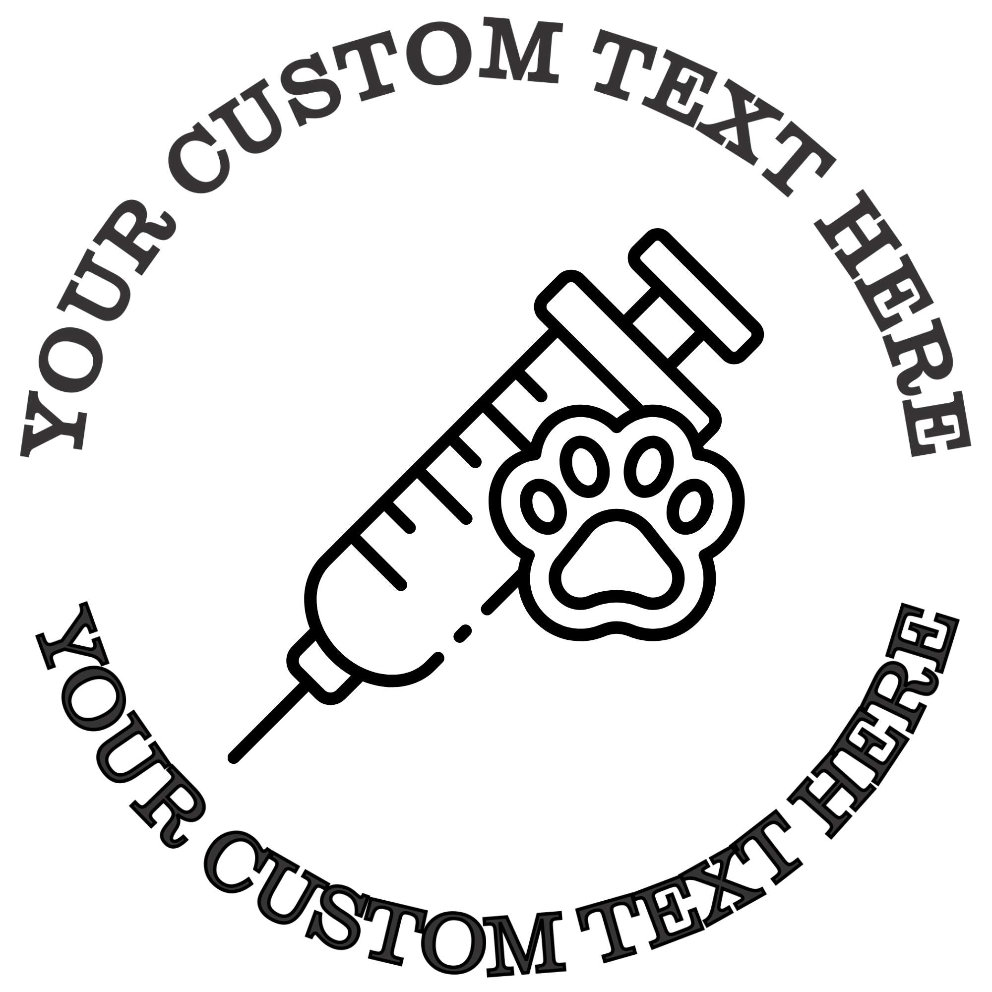 Syringe with a Paw Print Veterinarian  Self-Inking Custom Rubber Stamp | Personalized Return Address Stamp | Name & Address Customizable | 1.6" In Diameter Self Inking Rubber Stamp (SH-76677)