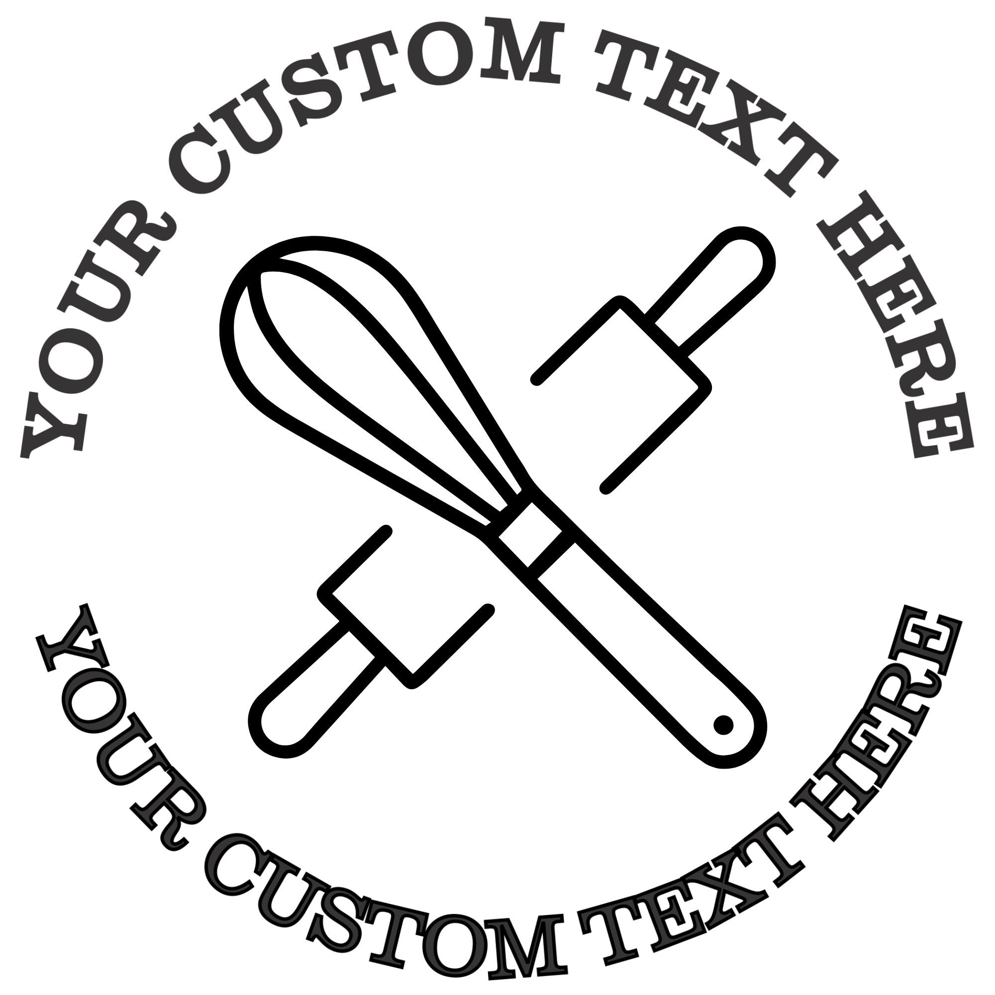 Crossed Whisk and Rolling Pin Kitchen Utensils for Cooking  Self-Inking Custom Rubber Stamp | Personalized Return Address Stamp | Name & Address Customizable | 1.6" In Diameter Self Inking Rubber Stamp (SH-76680)