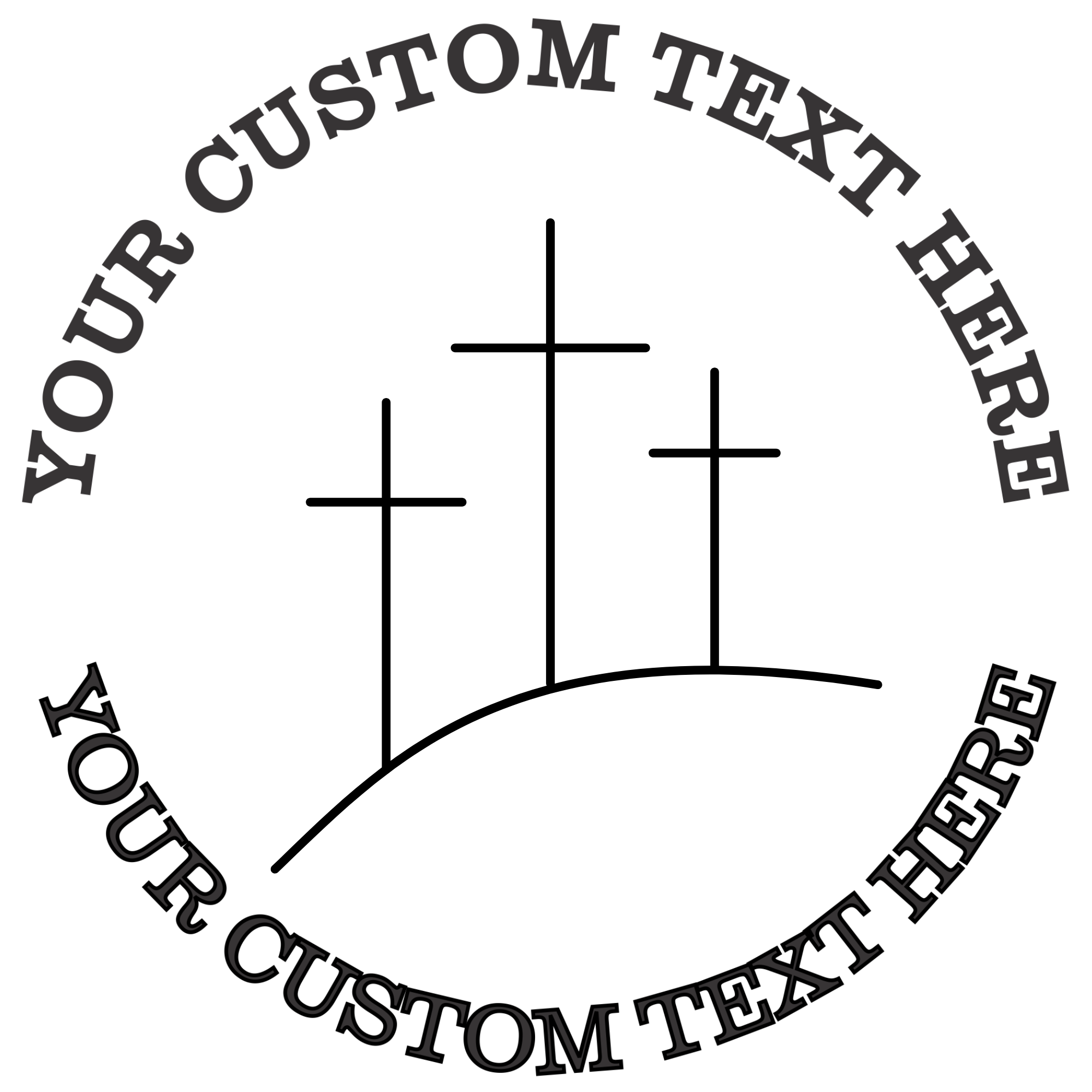 Three Crosses on the Hill Religious  Self-Inking Custom Rubber Stamp | Personalized Return Address Stamp | Name & Address Customizable | 1.6" In Diameter Self Inking Rubber Stamp (SH-76685)