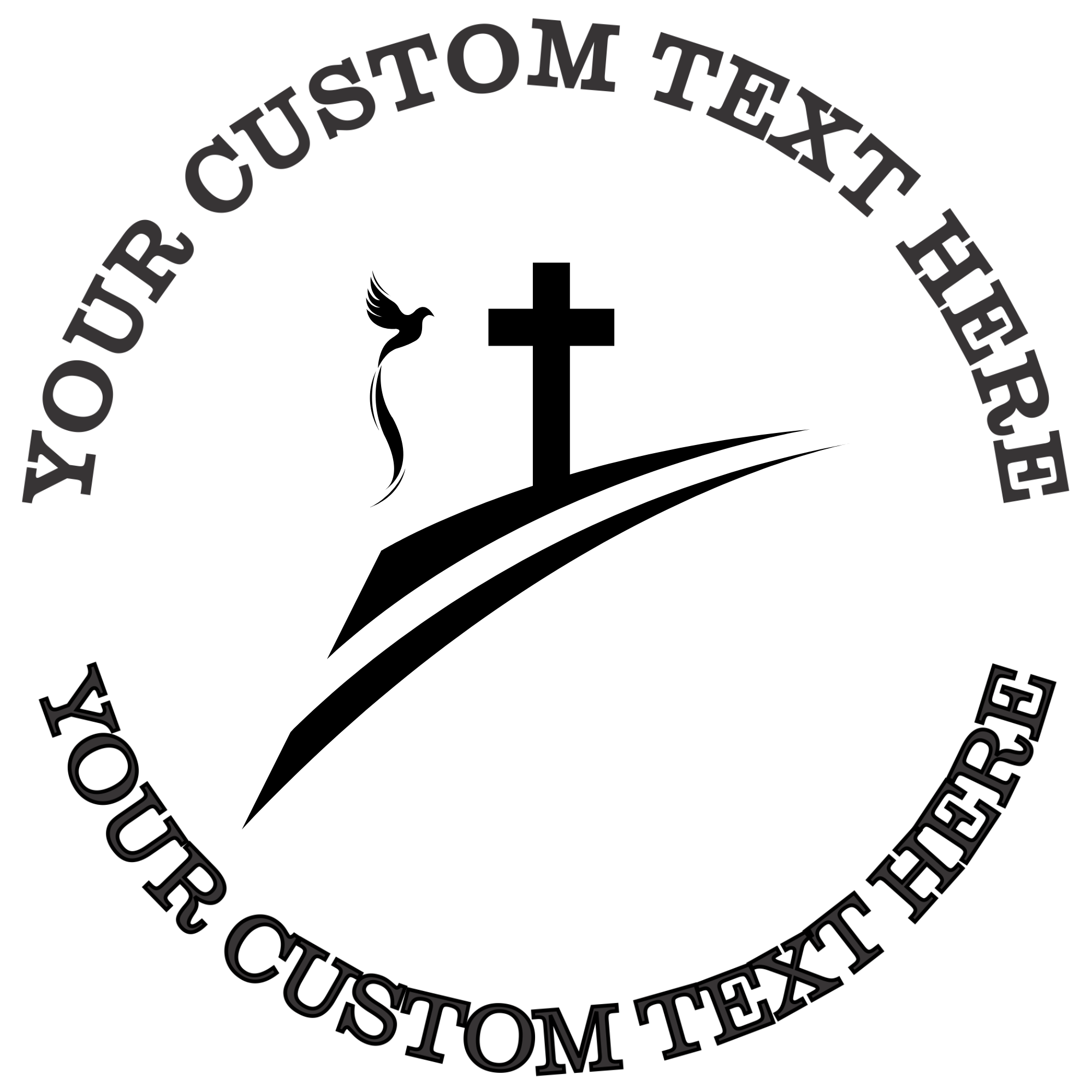 Crown with Two Lines and Bird Religious  Self-Inking Custom Rubber Stamp | Personalized Return Address Stamp | Name & Address Customizable | 1.6" In Diameter Self Inking Rubber Stamp (SH-76691)