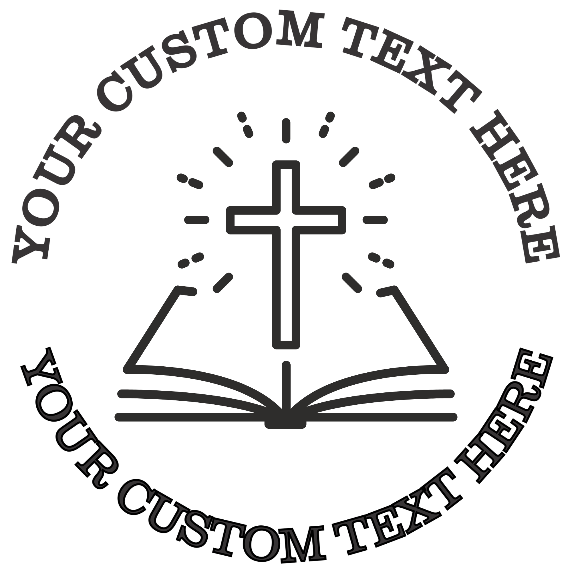 Open Bible with a Cross  Self-Inking Custom Rubber Stamp | Personalized Return Address Stamp | Name & Address Customizable | 1.6" In Diameter Self Inking Rubber Stamp (SH-76692)