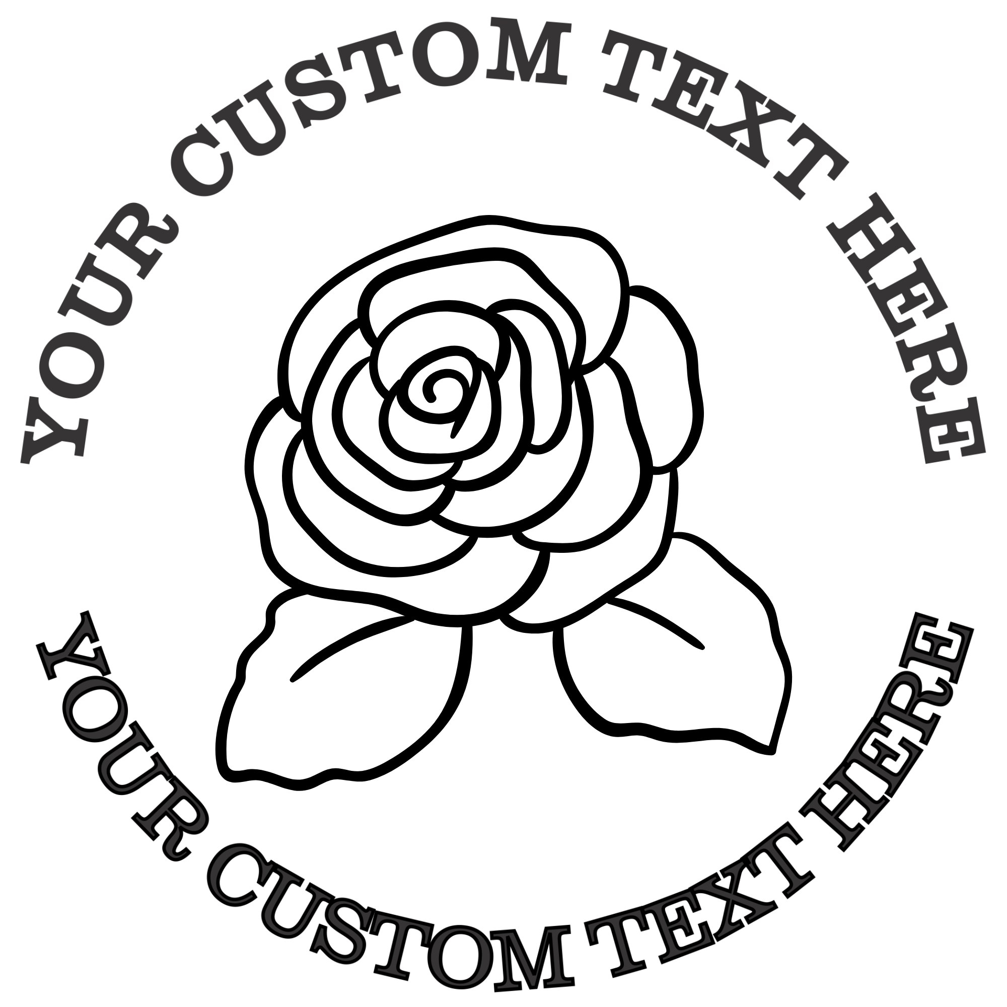 Single Rose with Two Leaves  Self-Inking Custom Rubber Stamp | Personalized Return Address Stamp | Name & Address Customizable | 1.6" In Diameter Self Inking Rubber Stamp (SH-76705)