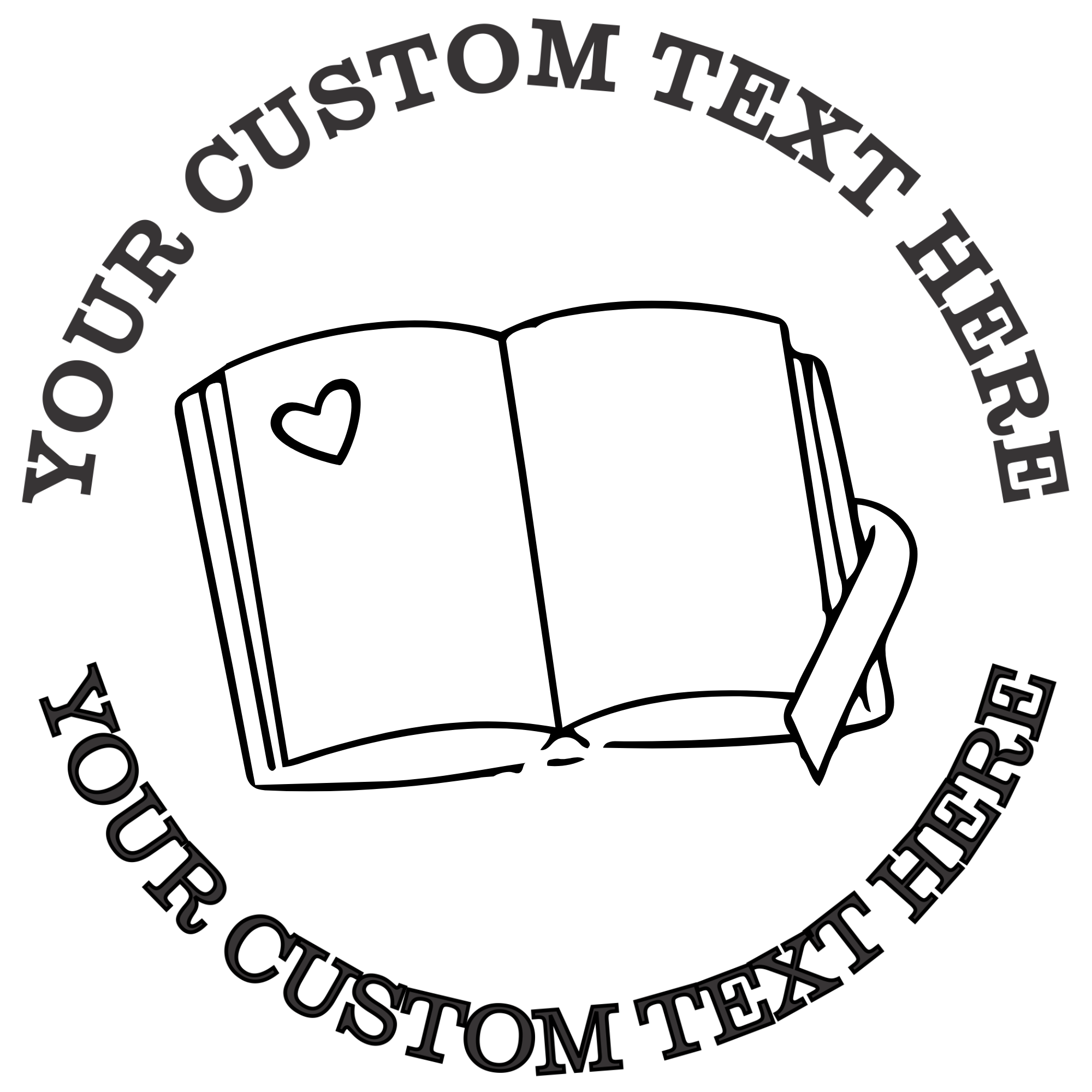 Open Book with a Heart  Self-Inking Custom Rubber Stamp | Personalized Return Address Stamp | Name & Address Customizable | 1.6" In Diameter Self Inking Rubber Stamp (SH-76706)
