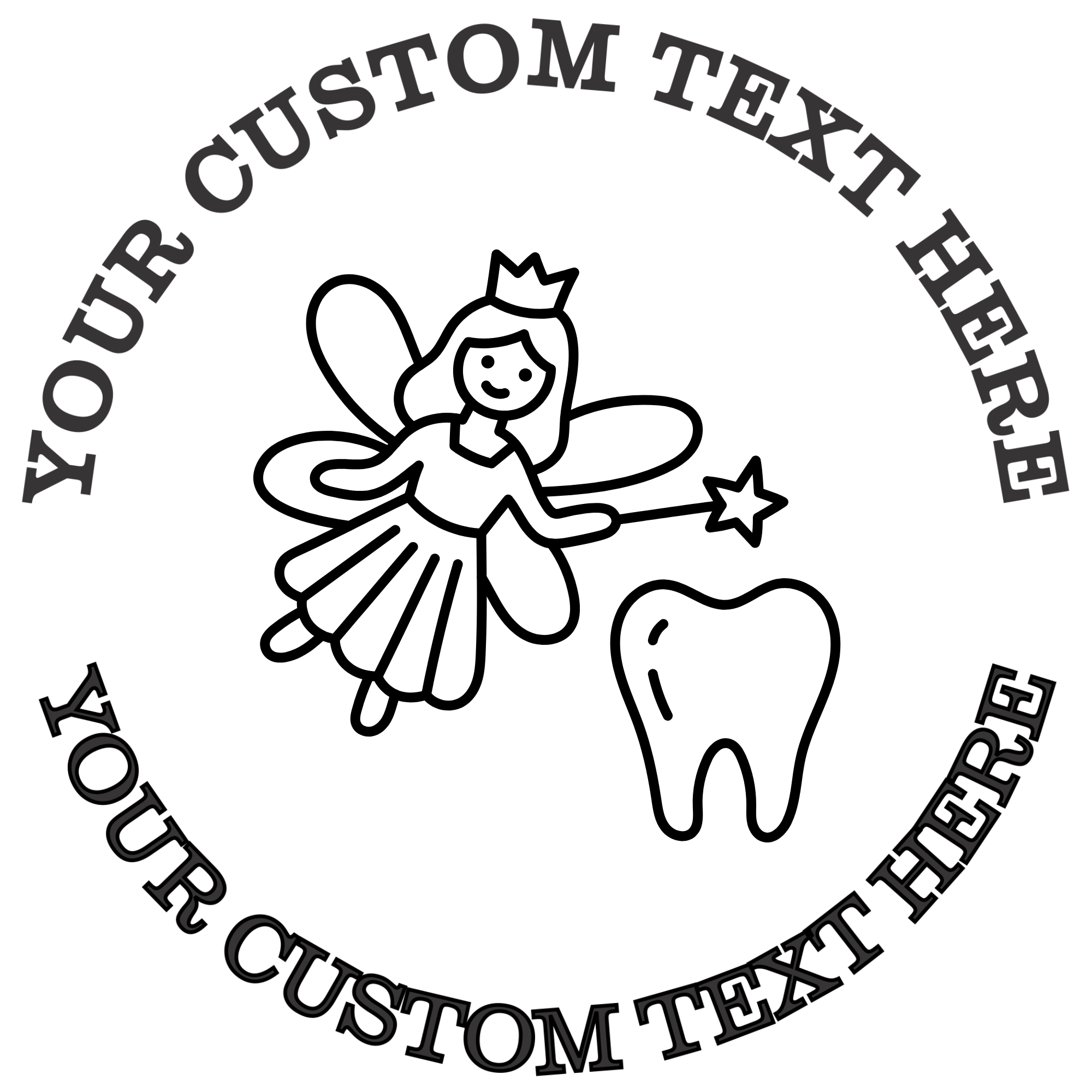 Cute Flying Tooth Fairy  Self-Inking Custom Rubber Stamp | Personalized Return Address Stamp | Name & Address Customizable | 1.6" In Diameter Self Inking Rubber Stamp (SH-76718)