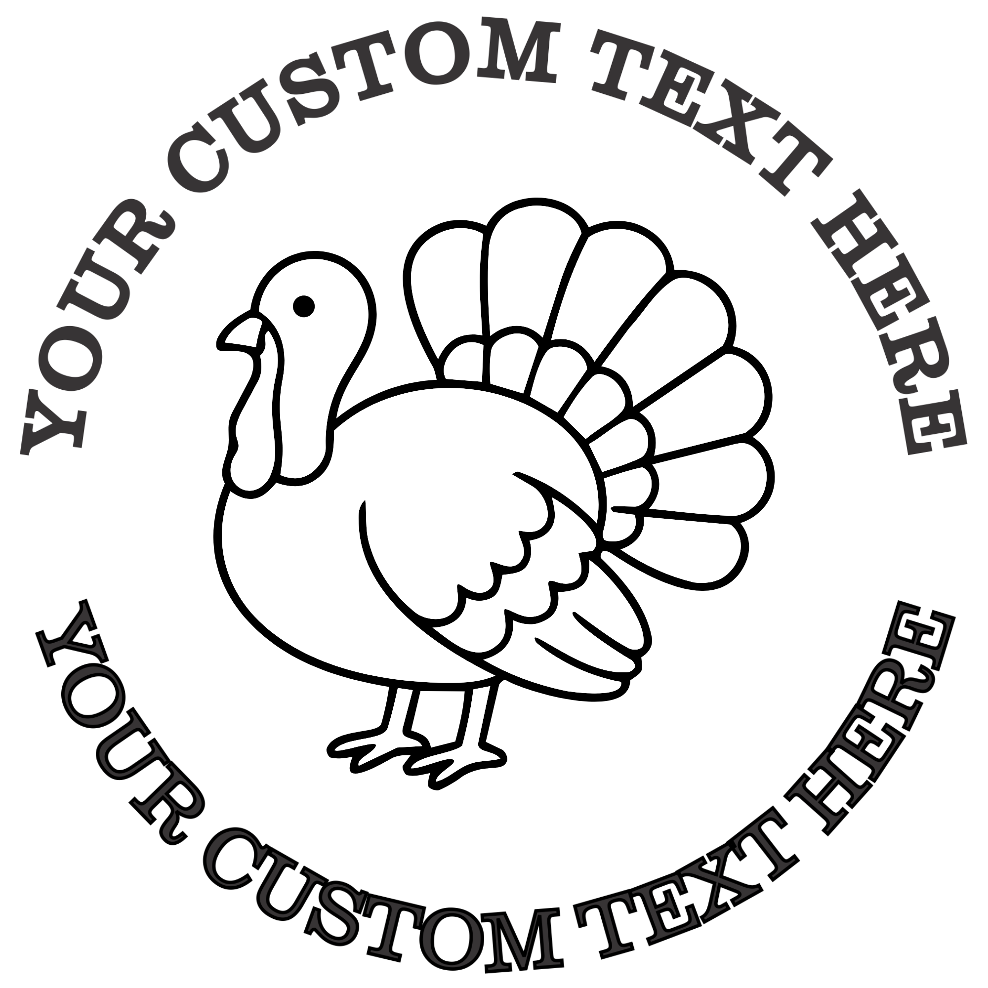 Turkey  Self-Inking Custom Rubber Stamp | Personalized Return Address Stamp | Name & Address Customizable | 1.6" In Diameter Self Inking Rubber Stamp (SH-76719)