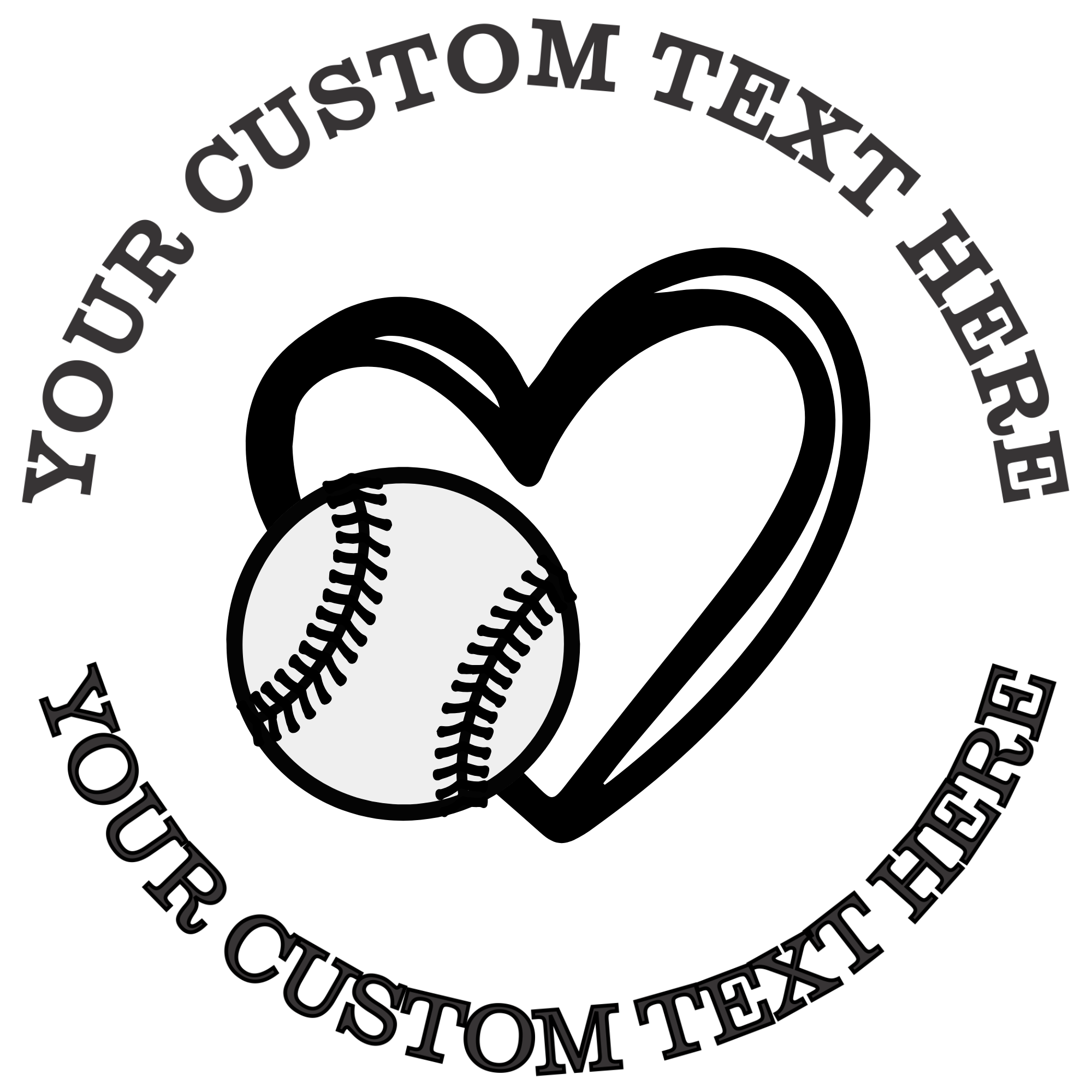 Baseball with Double Heart Sports  Self-Inking Custom Rubber Stamp | Personalized Return Address Stamp | Name & Address Customizable | 1.6" In Diameter Self Inking Rubber Stamp (SH-76724)