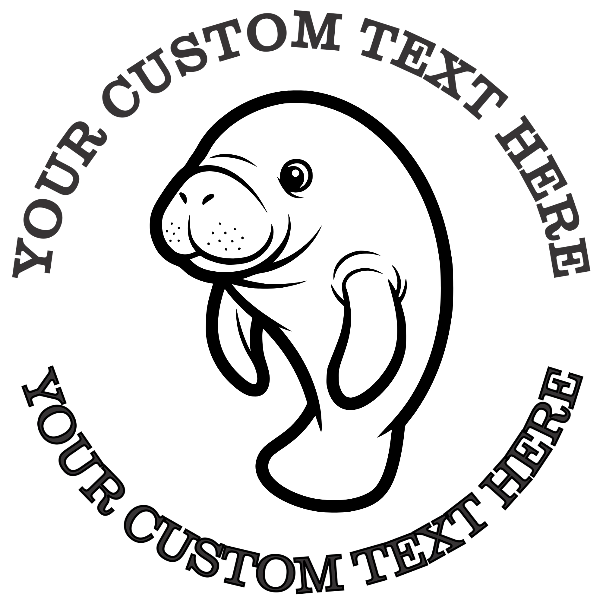 Adorable Baby Manatee  Self-Inking Custom Rubber Stamp | Personalized Return Address Stamp | Name & Address Customizable | 1.6" In Diameter Self Inking Rubber Stamp (SH-76726)