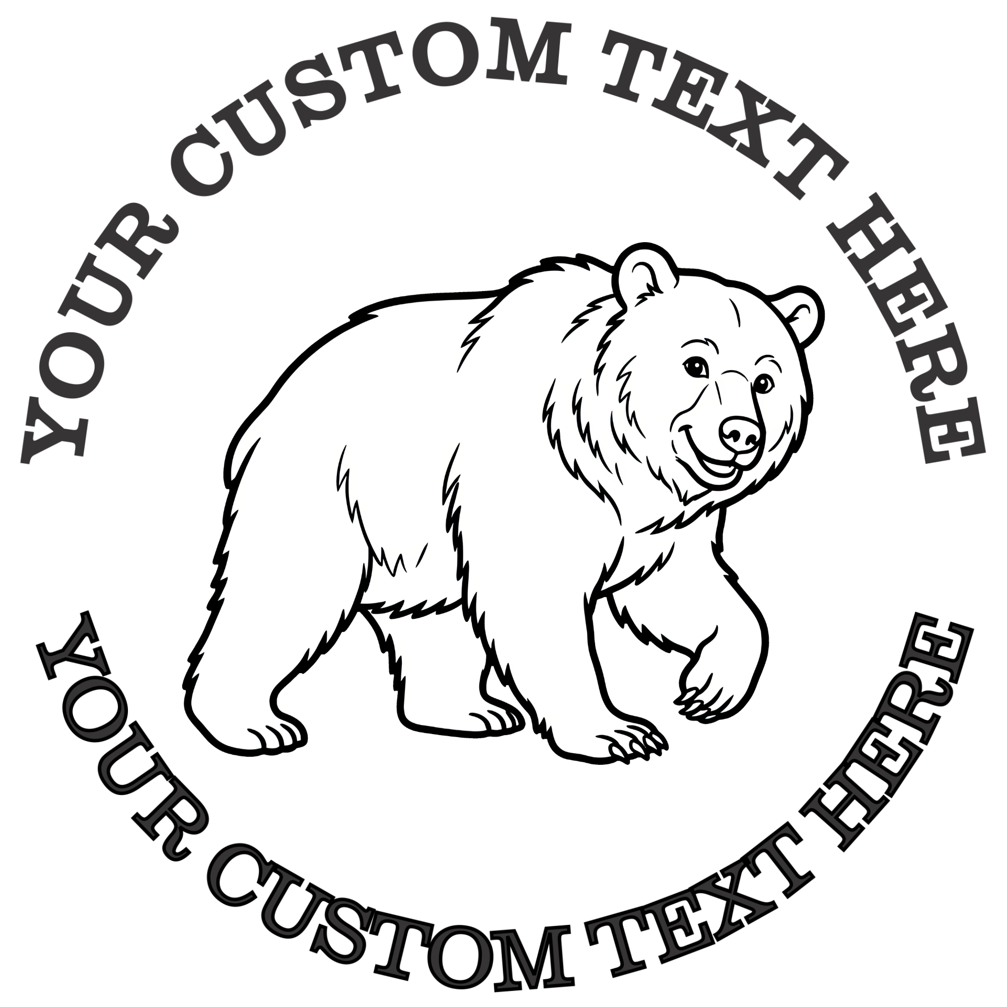 Walking Bear  Self-Inking Custom Rubber Stamp | Personalized Return Address Stamp | Name & Address Customizable | 1.6" In Diameter Self Inking Rubber Stamp (SH-76733)