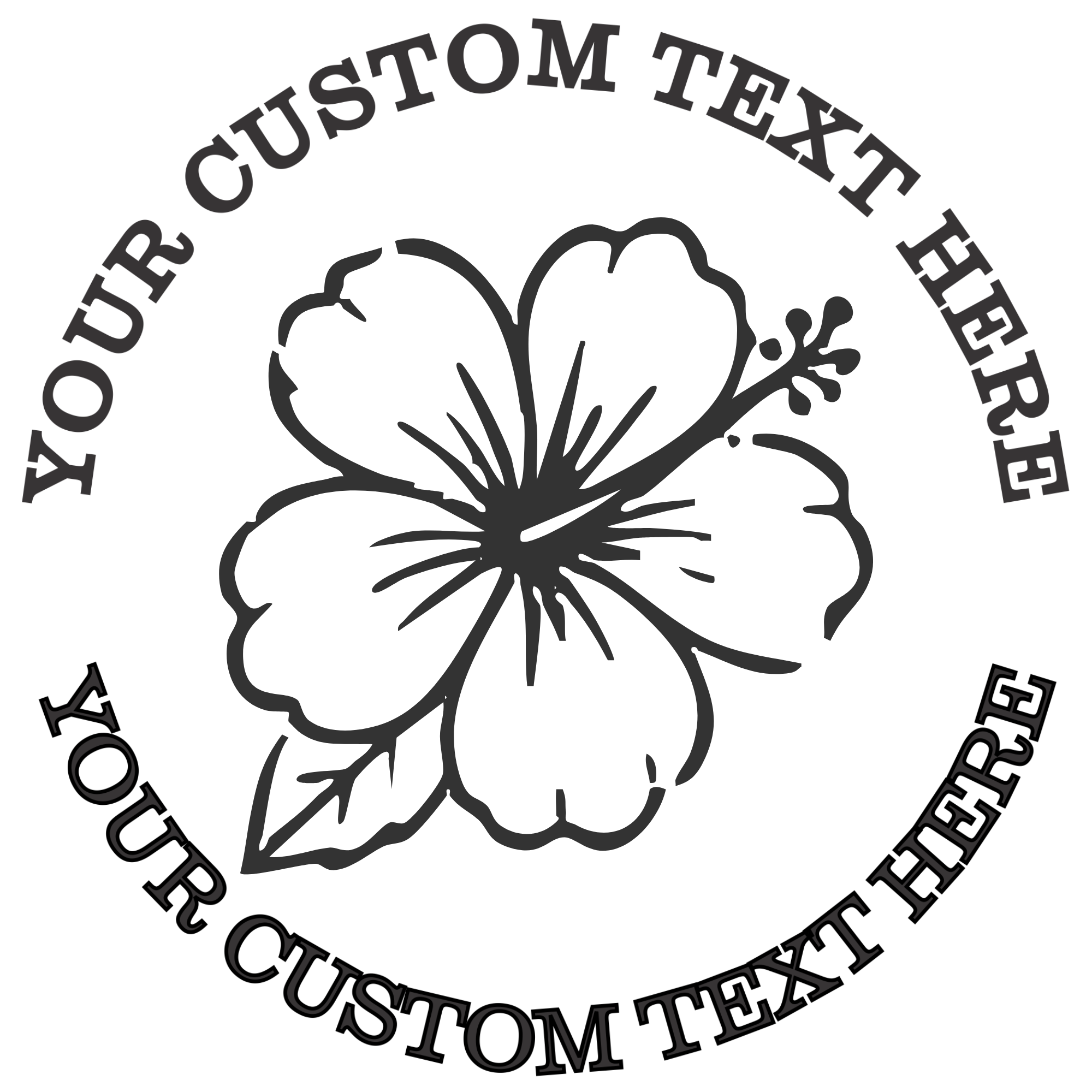 Hibiscus Flower with One Leaf  Self-Inking Custom Rubber Stamp | Personalized Return Address Stamp | Name & Address Customizable | 1.6" In Diameter Self Inking Rubber Stamp (SH-76736)