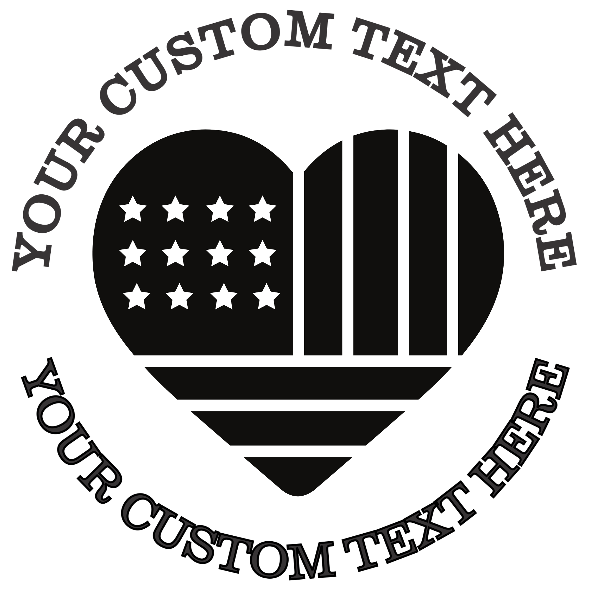 American Flag Heart  Self-Inking Custom Rubber Stamp | Personalized Return Address Stamp | Name & Address Customizable | 1.6" In Diameter Self Inking Rubber Stamp (SH-76746)