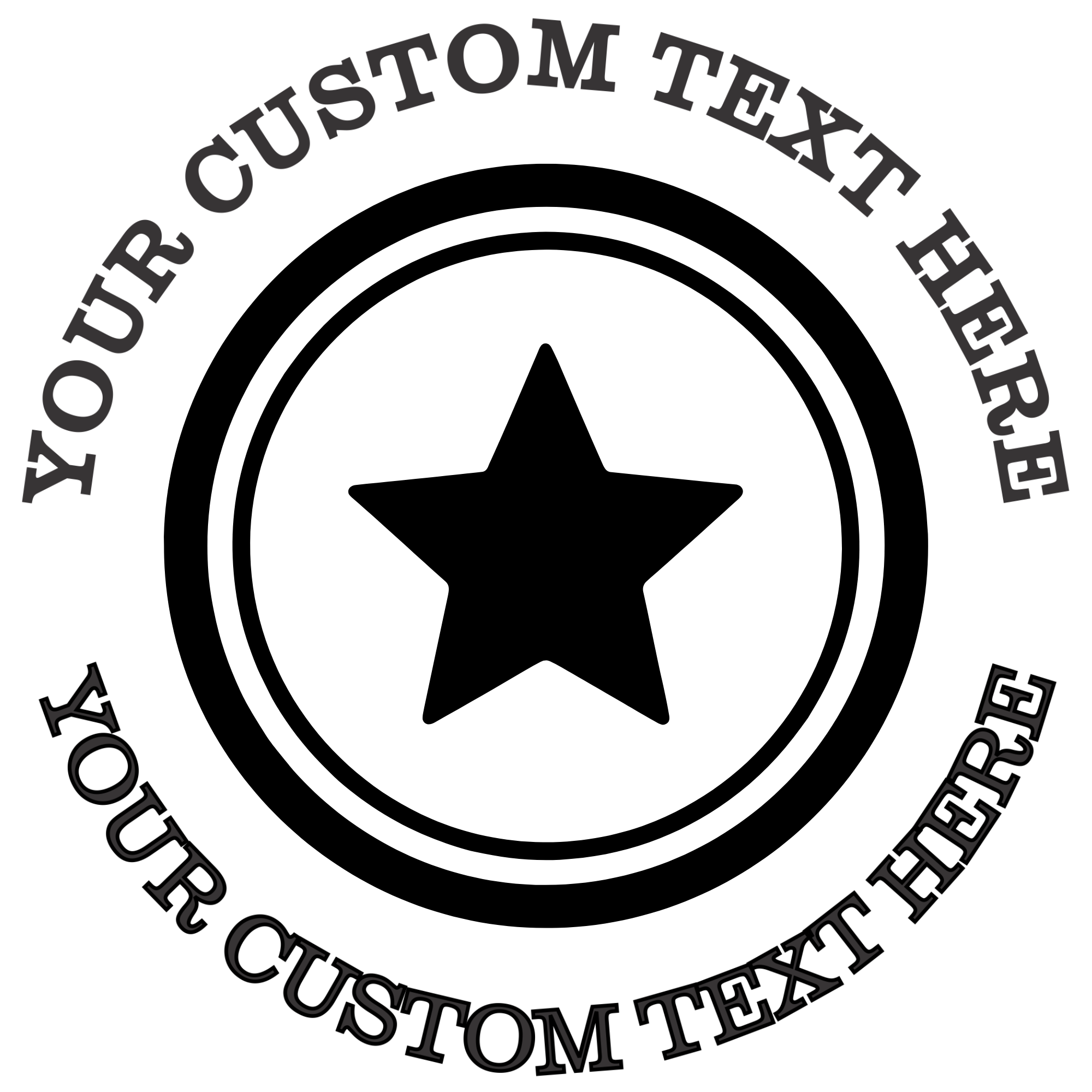 Star in a Double Circle  Self-Inking Custom Rubber Stamp | Personalized Return Address Stamp | Name & Address Customizable | 1.6" In Diameter Self Inking Rubber Stamp (SH-76750)