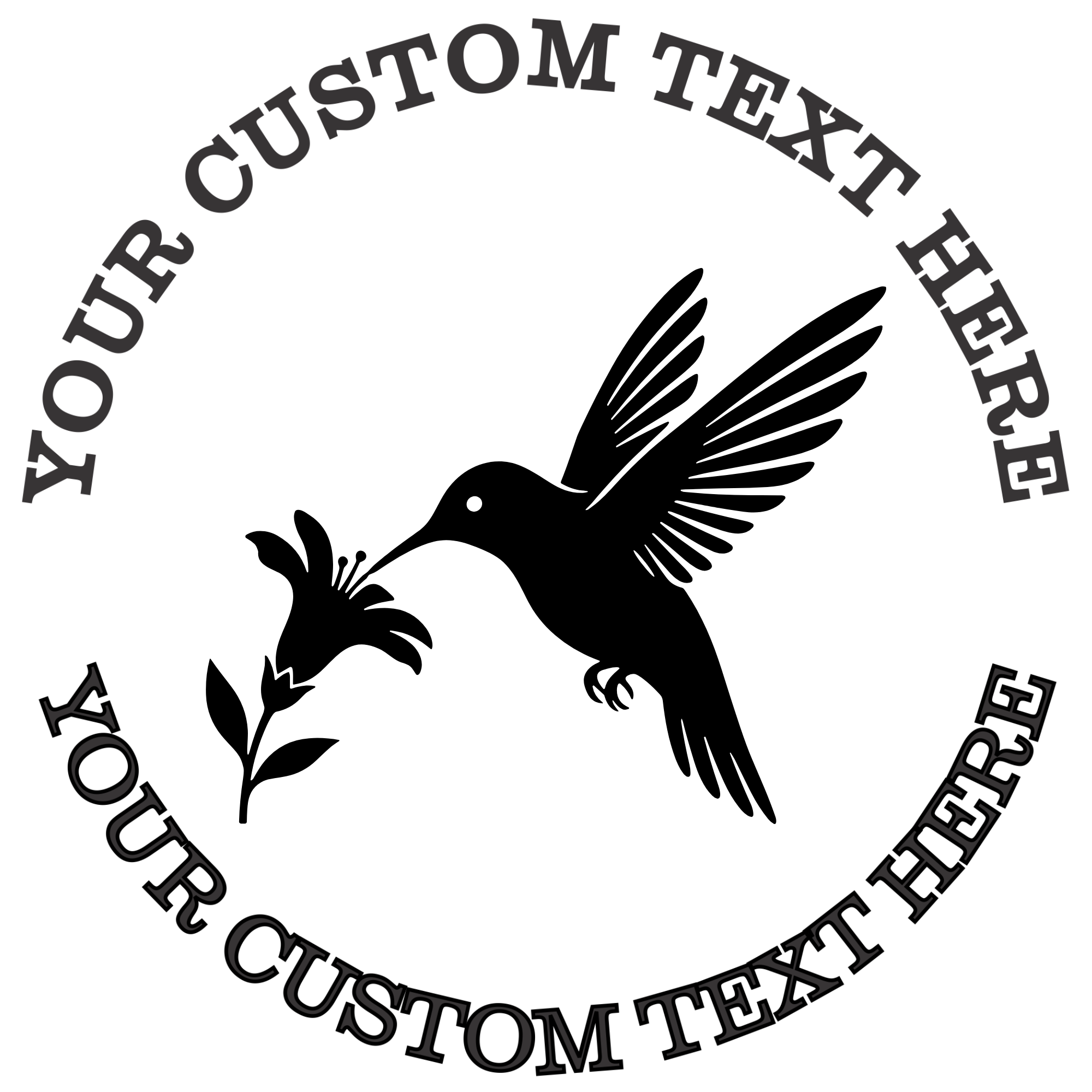 Hummingbird Feeding on a Flower  Self-Inking Custom Rubber Stamp | Personalized Return Address Stamp | Name & Address Customizable | 1.6" In Diameter Self Inking Rubber Stamp (SH-76758)