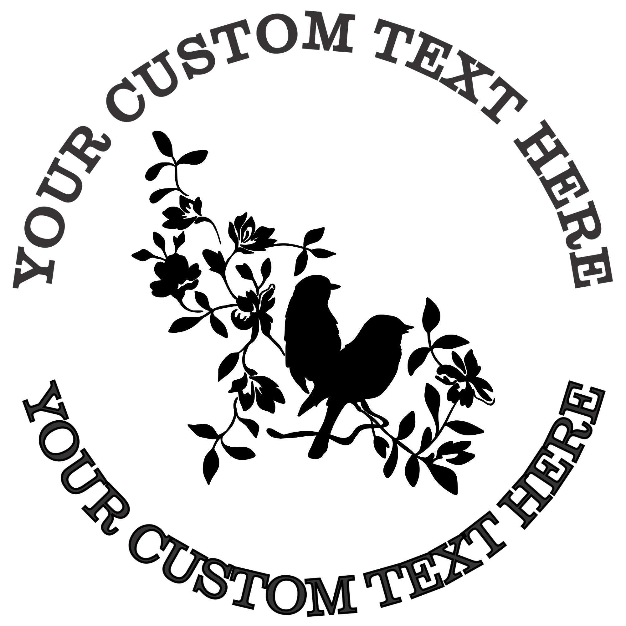 Two Birds on a Tree Branch  Self-Inking Custom Rubber Stamp | Personalized Return Address Stamp | Name & Address Customizable | 1.6" In Diameter Self Inking Rubber Stamp (SH-76759)