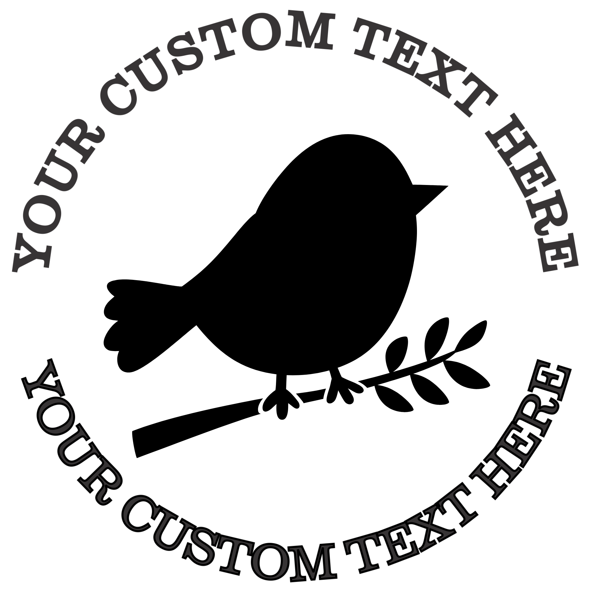 Little Round Bird on a Tree Branch  Self-Inking Custom Rubber Stamp | Personalized Return Address Stamp | Name & Address Customizable | 1.6" In Diameter Self Inking Rubber Stamp (SH-76760)