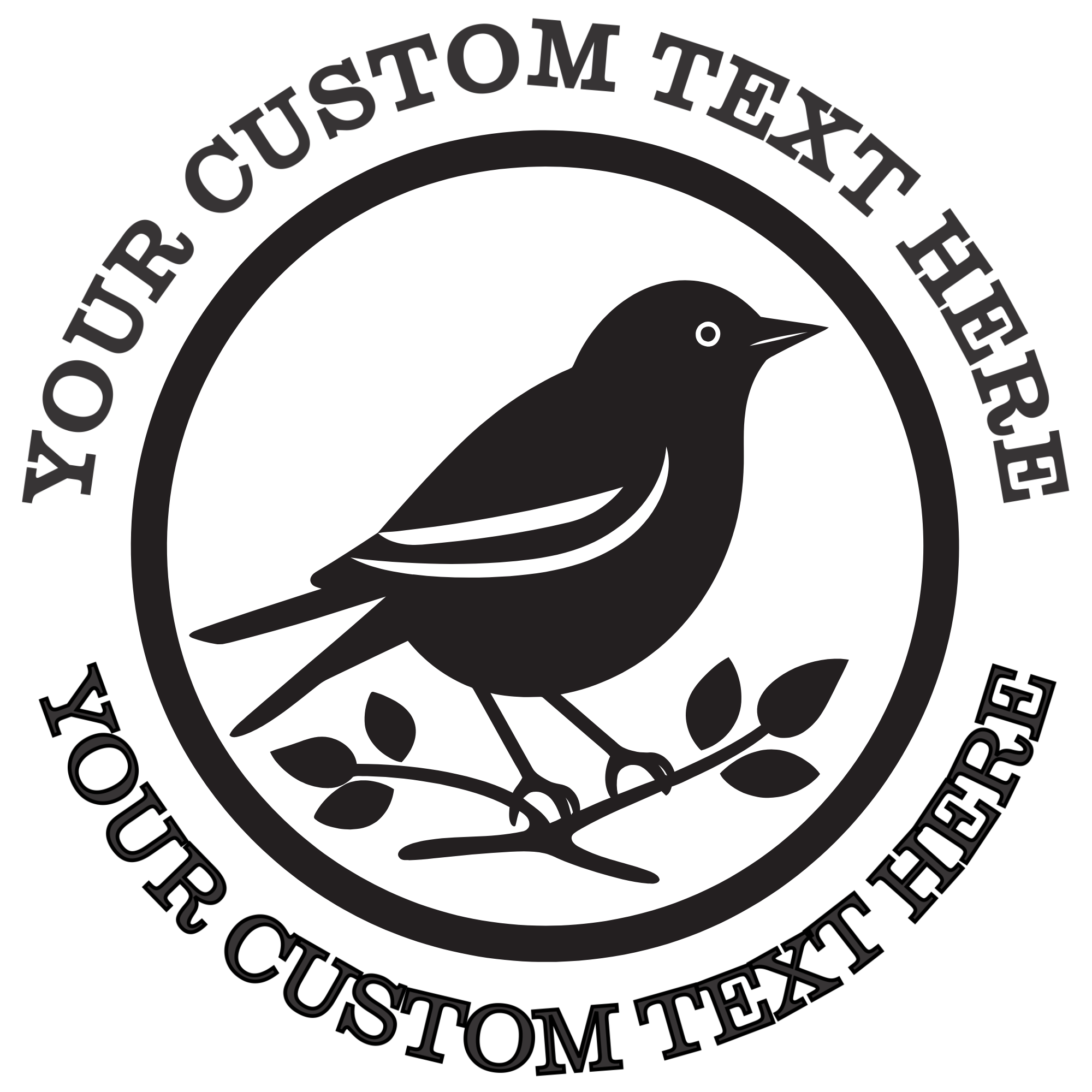 Large Bird Sitting on Two Small Branches Facing Right  Self-Inking Custom Rubber Stamp | Personalized Return Address Stamp | Name & Address Customizable | 1.6" In Diameter Self Inking Rubber Stamp (SH-76765)