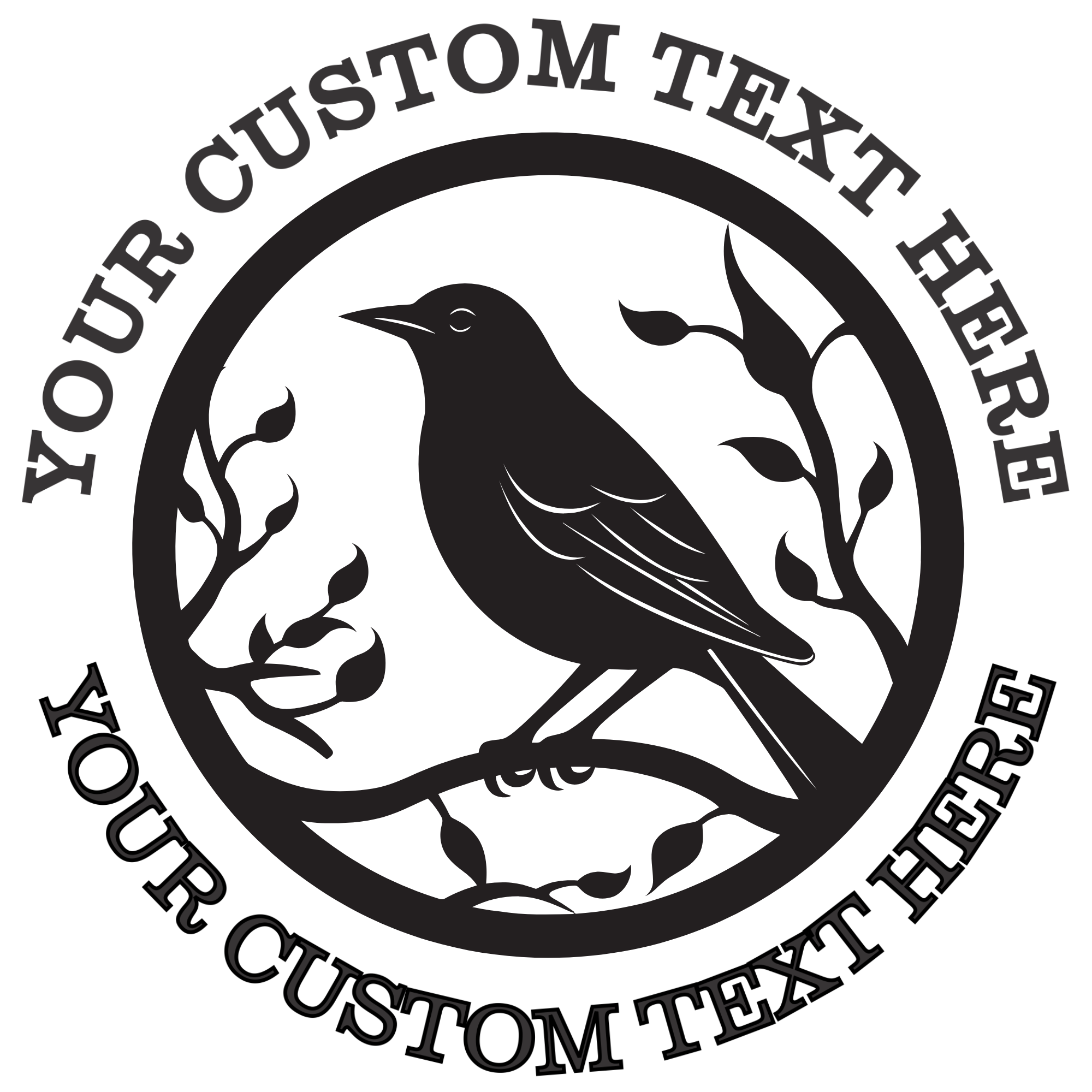 Crow Sitting on Tree Branches  Self-Inking Custom Rubber Stamp | Personalized Return Address Stamp | Name & Address Customizable | 1.6" In Diameter Self Inking Rubber Stamp (SH-76767)