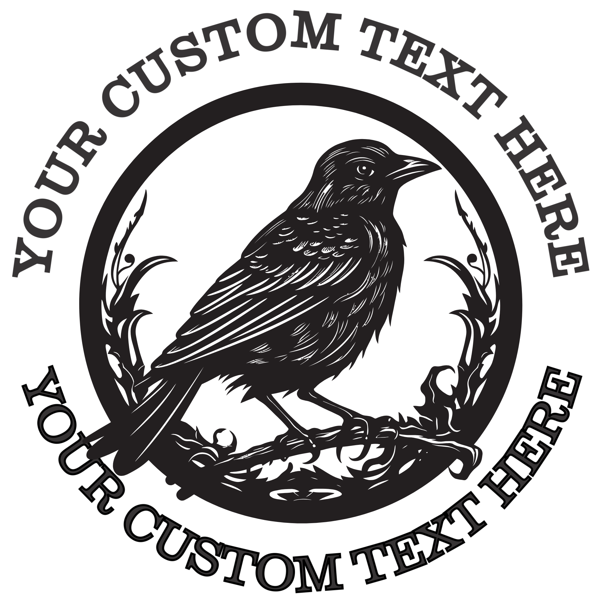 Crow Sitting on a Nest  Self-Inking Custom Rubber Stamp | Personalized Return Address Stamp | Name & Address Customizable | 1.6" In Diameter Self Inking Rubber Stamp (SH-76768)