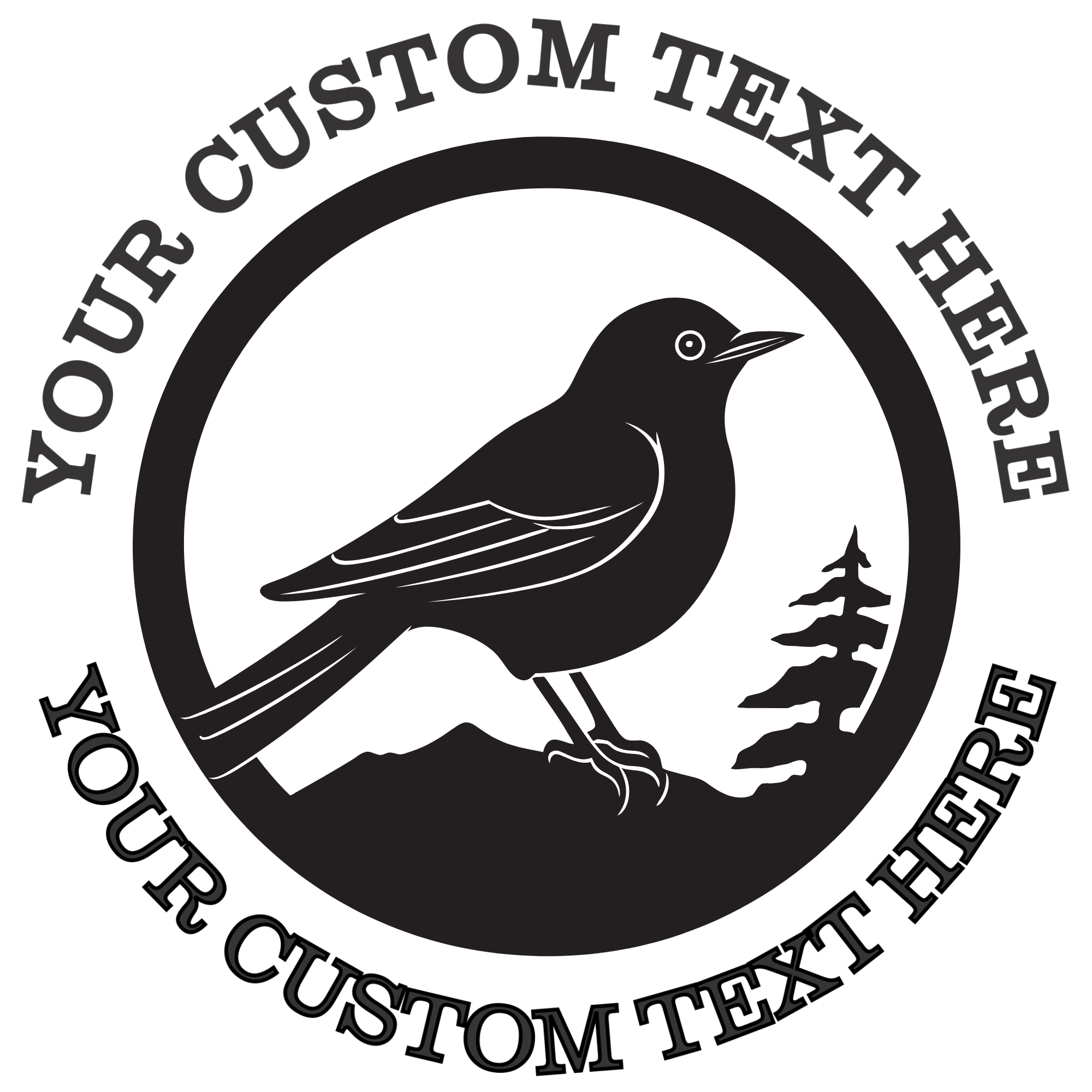 Bird Sitting on a Mountain  Self-Inking Custom Rubber Stamp | Personalized Return Address Stamp | Name & Address Customizable | 1.6" In Diameter Self Inking Rubber Stamp (SH-76771)