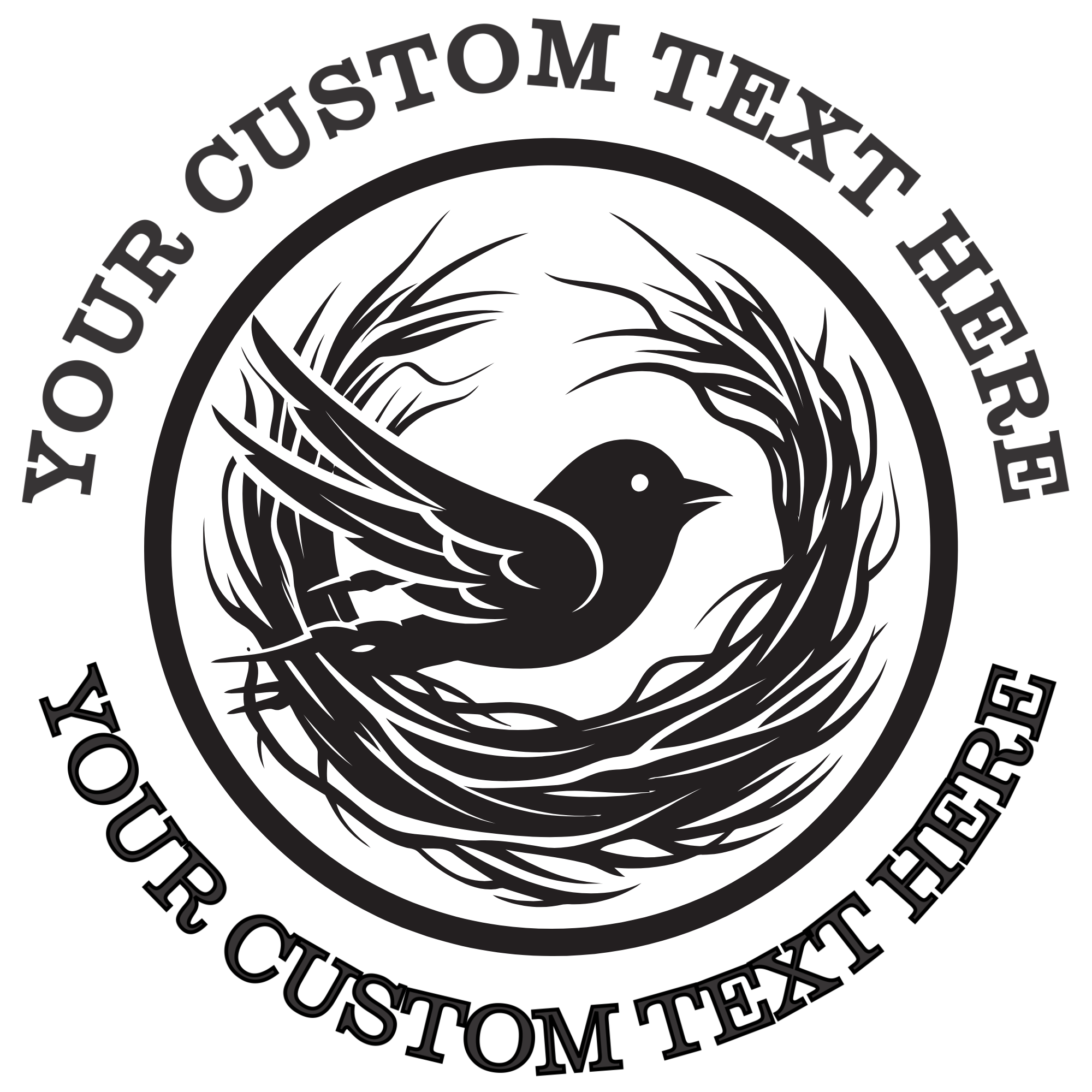 Swallow in a Nest  Self-Inking Custom Rubber Stamp | Personalized Return Address Stamp | Name & Address Customizable | 1.6" In Diameter Self Inking Rubber Stamp (SH-76772)