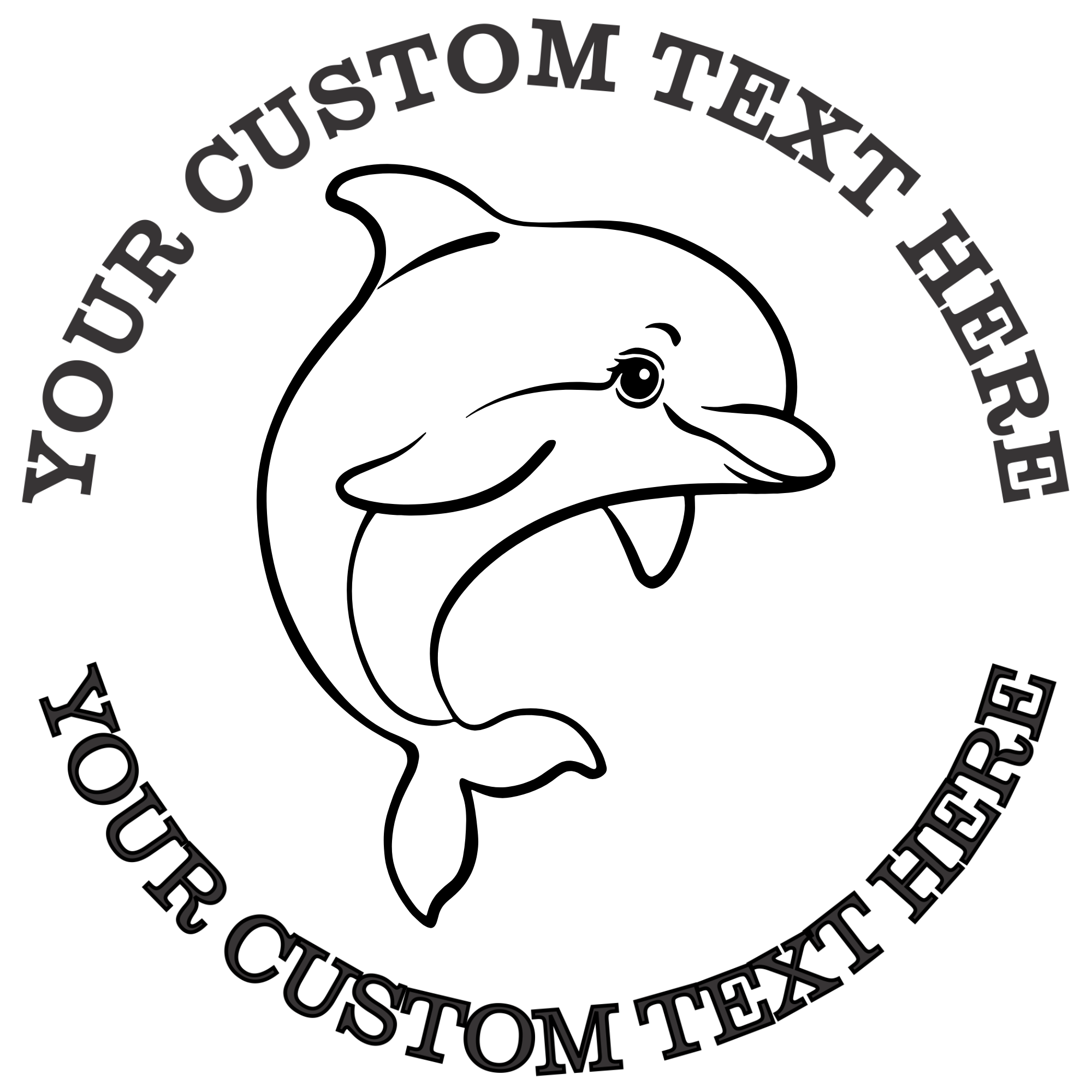 Cute Baby Dolphin  Self-Inking Custom Rubber Stamp | Personalized Return Address Stamp | Name & Address Customizable | 1.6" In Diameter Self Inking Rubber Stamp (SH-76776)