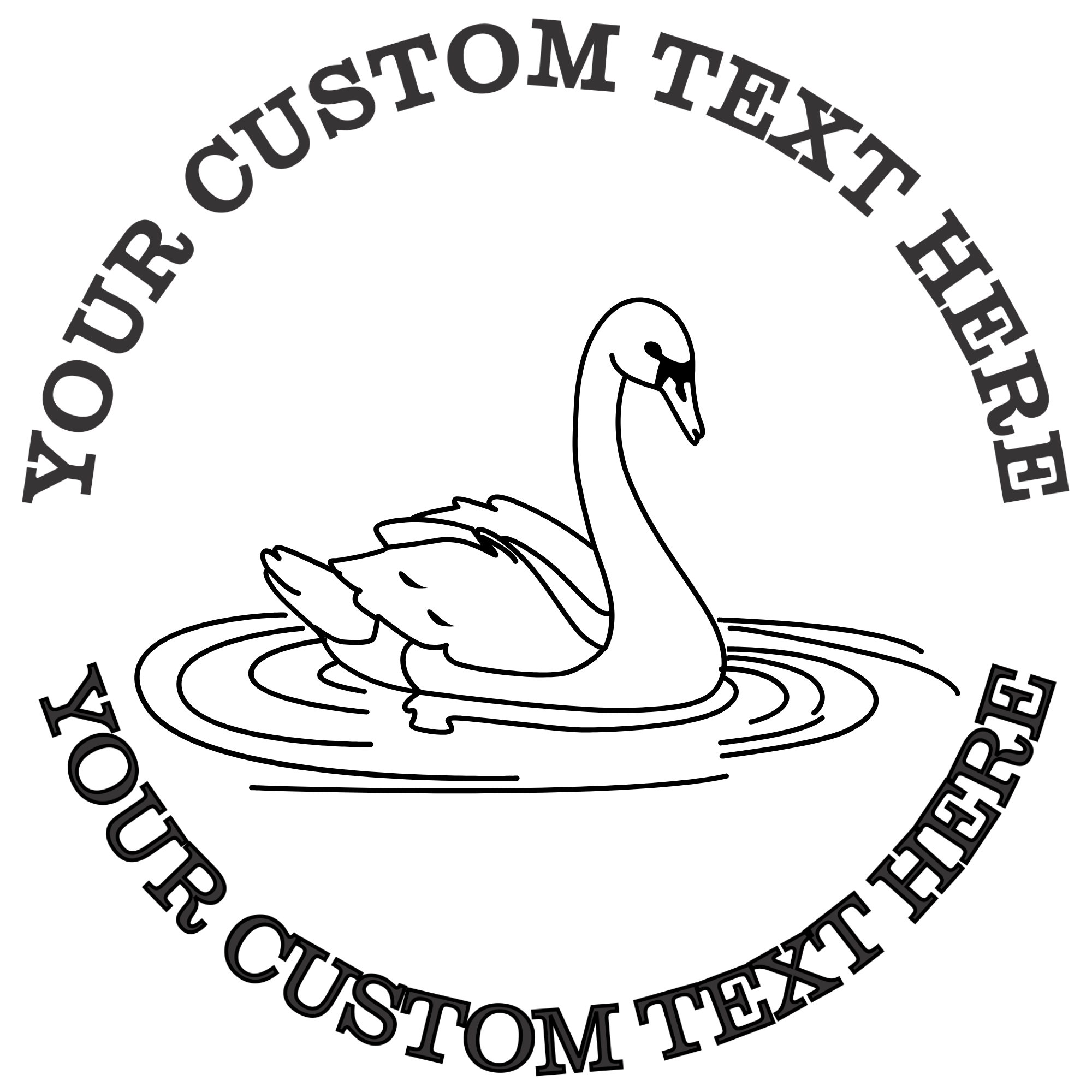 Swan on a Lake  Self-Inking Custom Rubber Stamp | Personalized Return Address Stamp | Name & Address Customizable | 1.6" In Diameter Self Inking Rubber Stamp (SH-76782)