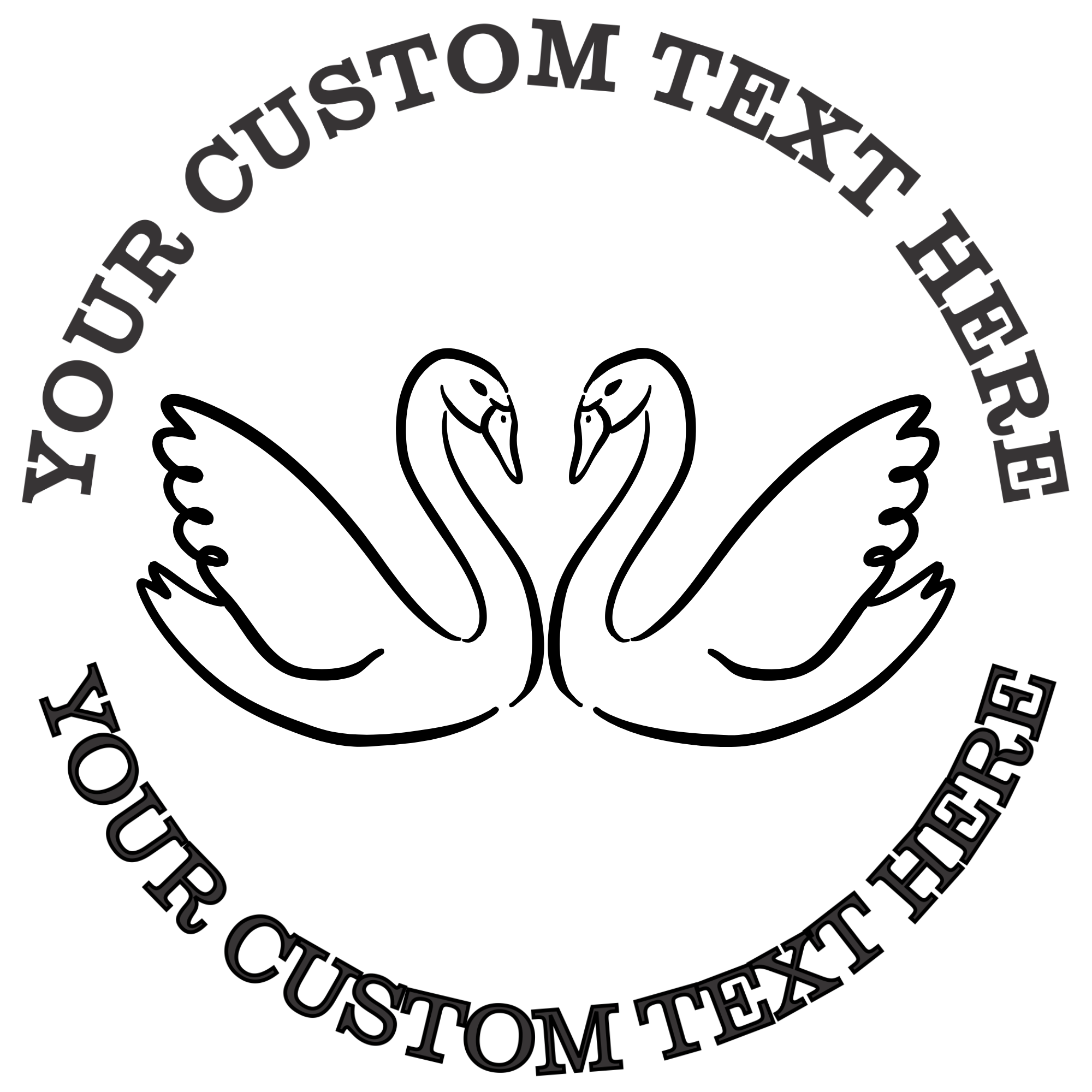 Two Swans Facing Each Other  Self-Inking Custom Rubber Stamp | Personalized Return Address Stamp | Name & Address Customizable | 1.6" In Diameter Self Inking Rubber Stamp (SH-76783)