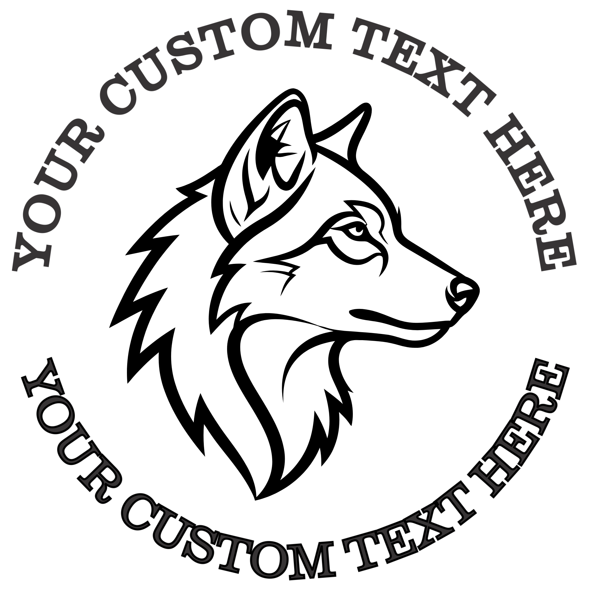 Wolf Head Silhouette Facing Right  Self-Inking Custom Rubber Stamp | Personalized Return Address Stamp | Name & Address Customizable | 1.6" In Diameter Self Inking Rubber Stamp (SH-76786)