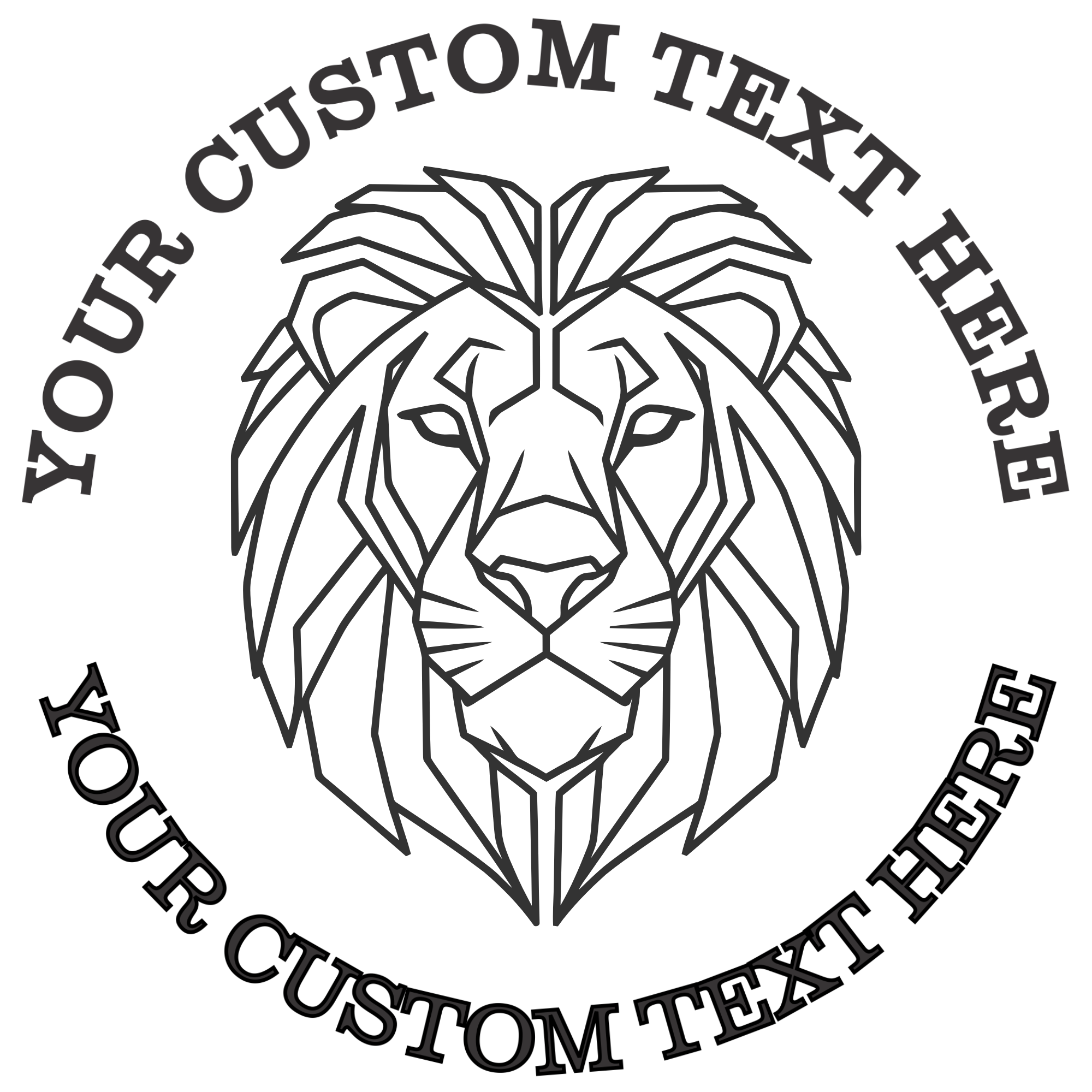 Lion Head Outline  Self-Inking Custom Rubber Stamp | Personalized Return Address Stamp | Name & Address Customizable | 1.6" In Diameter Self Inking Rubber Stamp (SH-76795)