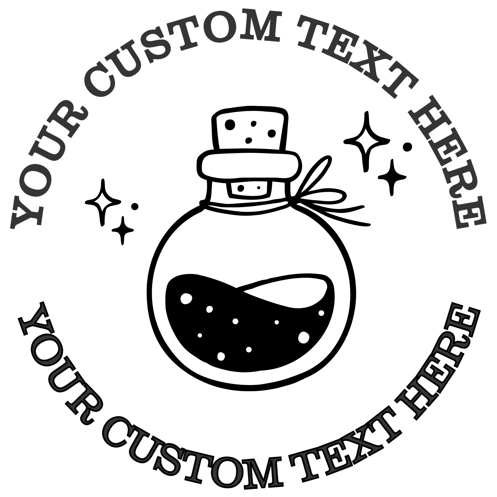 Magic Potion Bottle  Self-Inking Custom Rubber Stamp | Personalized Return Address Stamp | Name & Address Customizable | 1.6" In Diameter Self Inking Rubber Stamp (SH-76801)