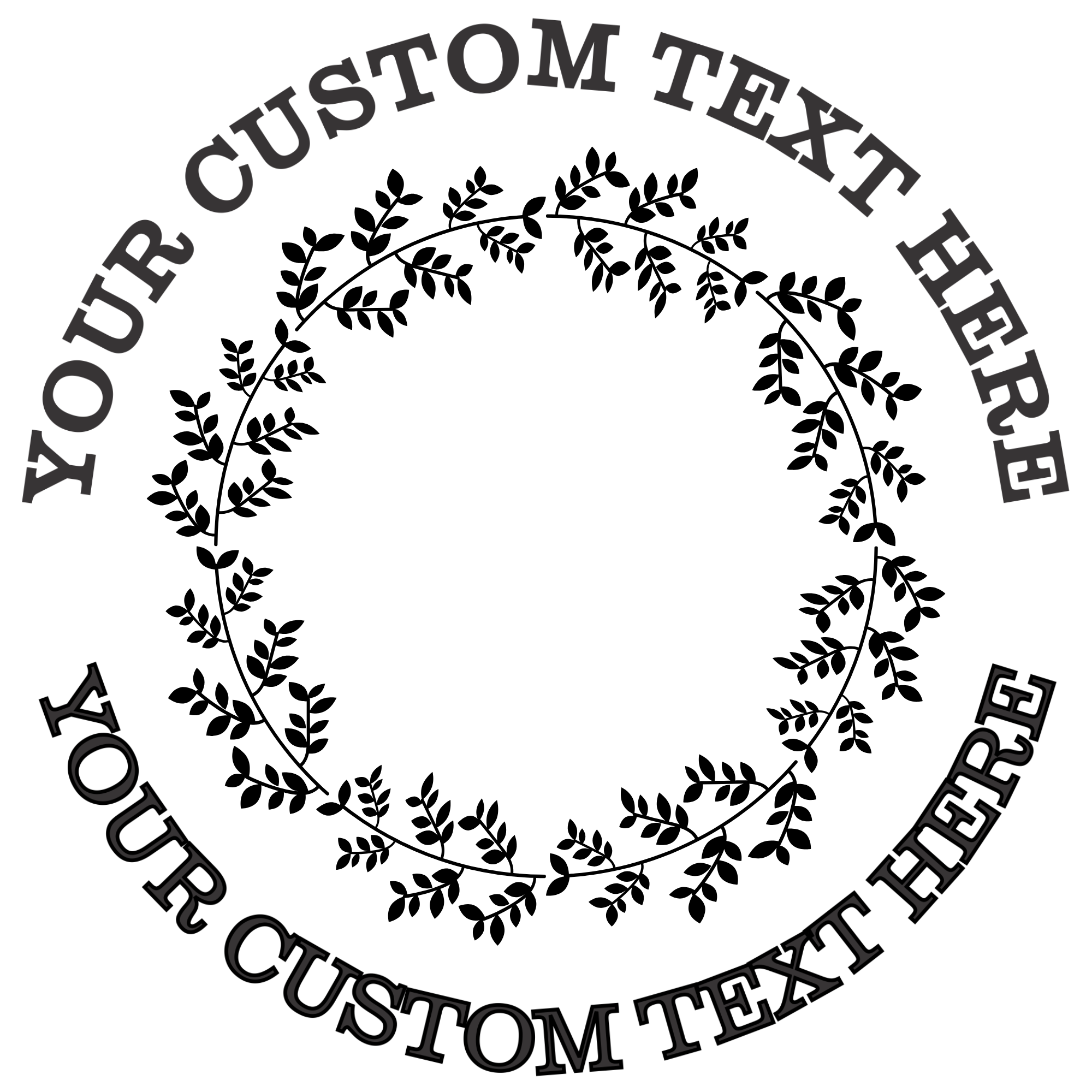 Circle with Leaves  Self-Inking Custom Rubber Stamp | Personalized Return Address Stamp | Name & Address Customizable | 1.6" In Diameter Self Inking Rubber Stamp (SH-76807)