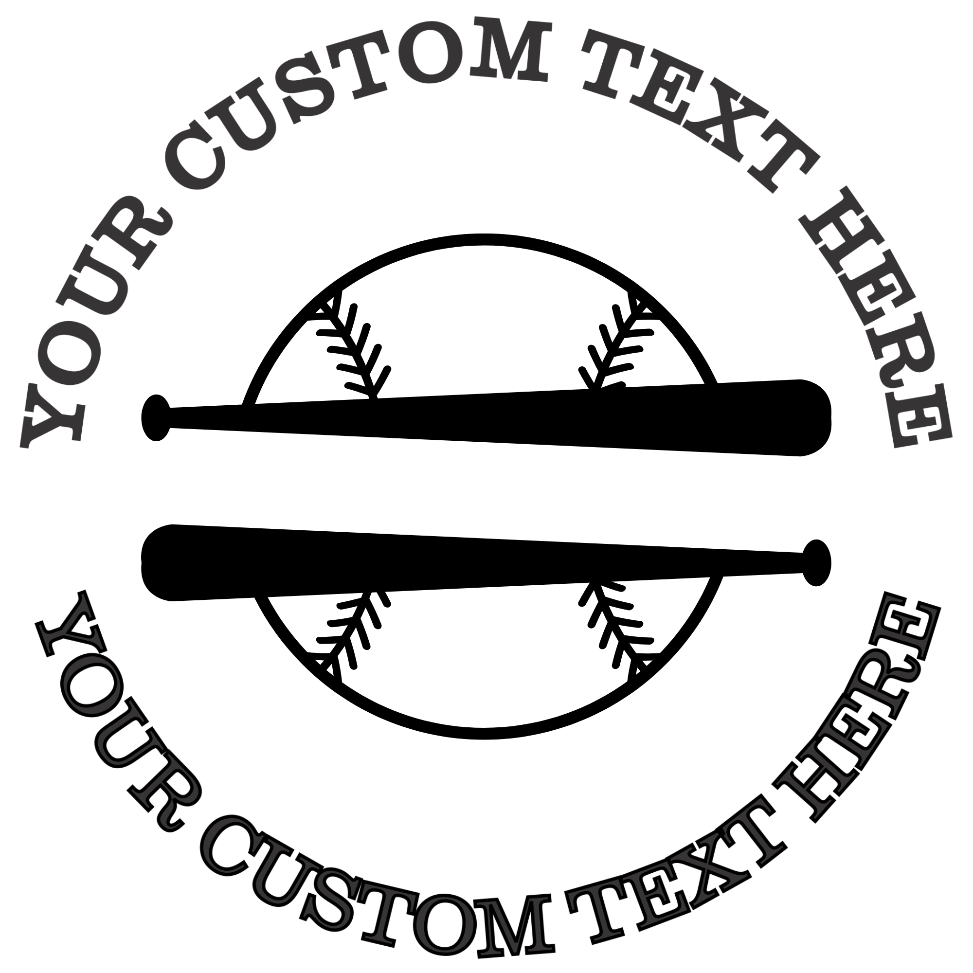Split Baseball with Two Bats  Self-Inking Custom Rubber Stamp | Personalized Return Address Stamp | Name & Address Customizable | 1.6" In Diameter Self Inking Rubber Stamp (SH-76815)