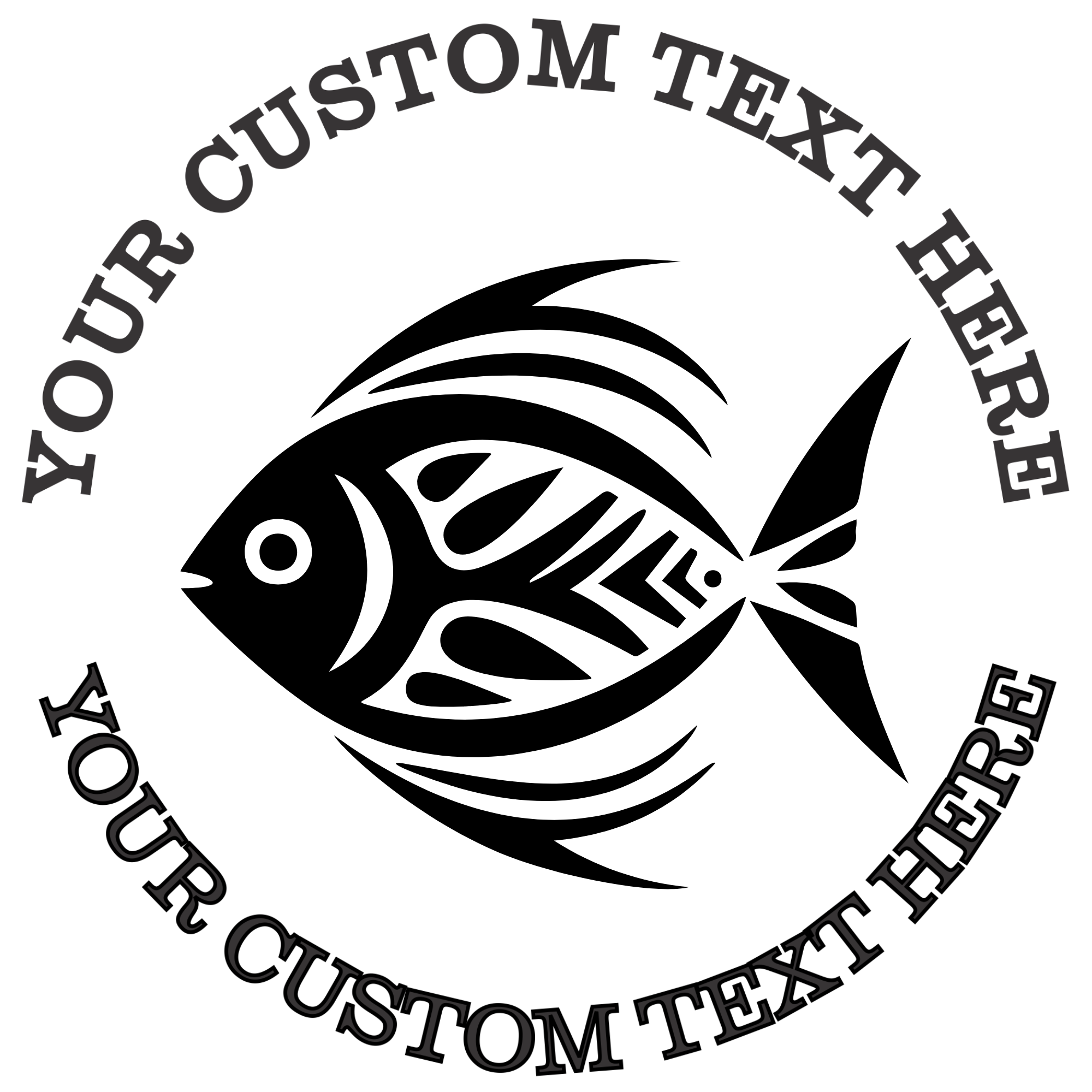 Ornate Fish  Self-Inking Custom Rubber Stamp | Personalized Return Address Stamp | Name & Address Customizable | 1.6" In Diameter Self Inking Rubber Stamp (SH-76820)