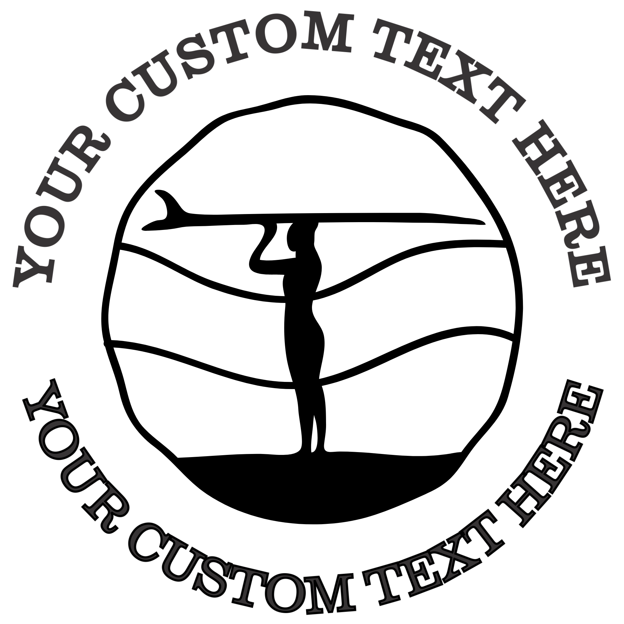 Surfer Holding a Surfboard Standing in Front of the Waves  Self-Inking Custom Rubber Stamp | Personalized Return Address Stamp | Name & Address Customizable | 1.6" In Diameter Self Inking Rubber Stamp (SH-76826)