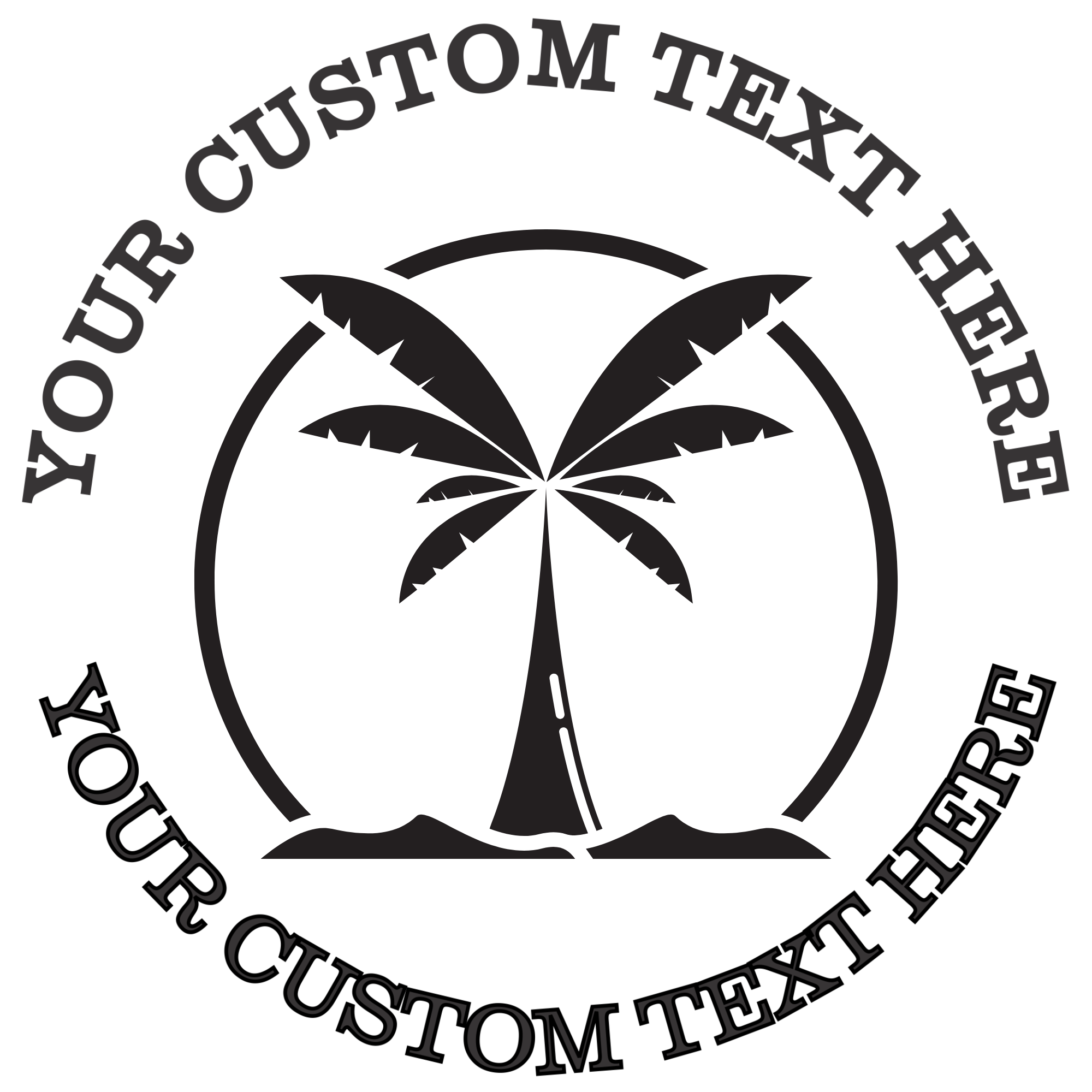 Large Palm Tree in a Circle  Self-Inking Custom Rubber Stamp | Personalized Return Address Stamp | Name & Address Customizable | 1.6" In Diameter Self Inking Rubber Stamp (SH-76833)