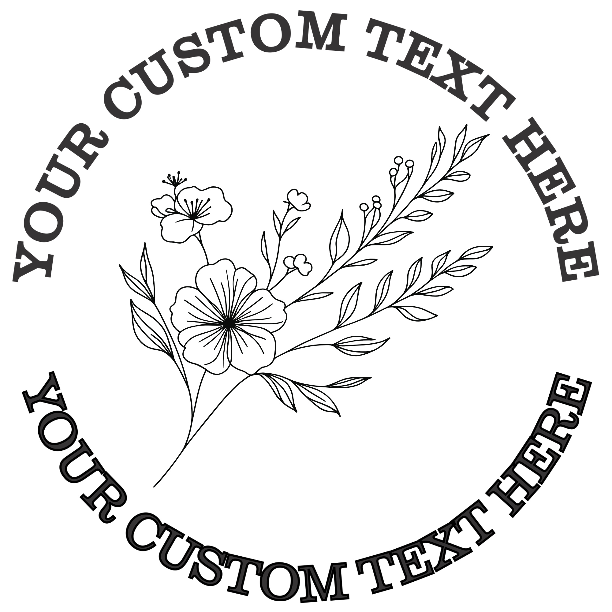 Elegant Branch with Flowers  Self-Inking Custom Rubber Stamp | Personalized Return Address Stamp | Name & Address Customizable | 1.6" In Diameter Self Inking Rubber Stamp (SH-76834)