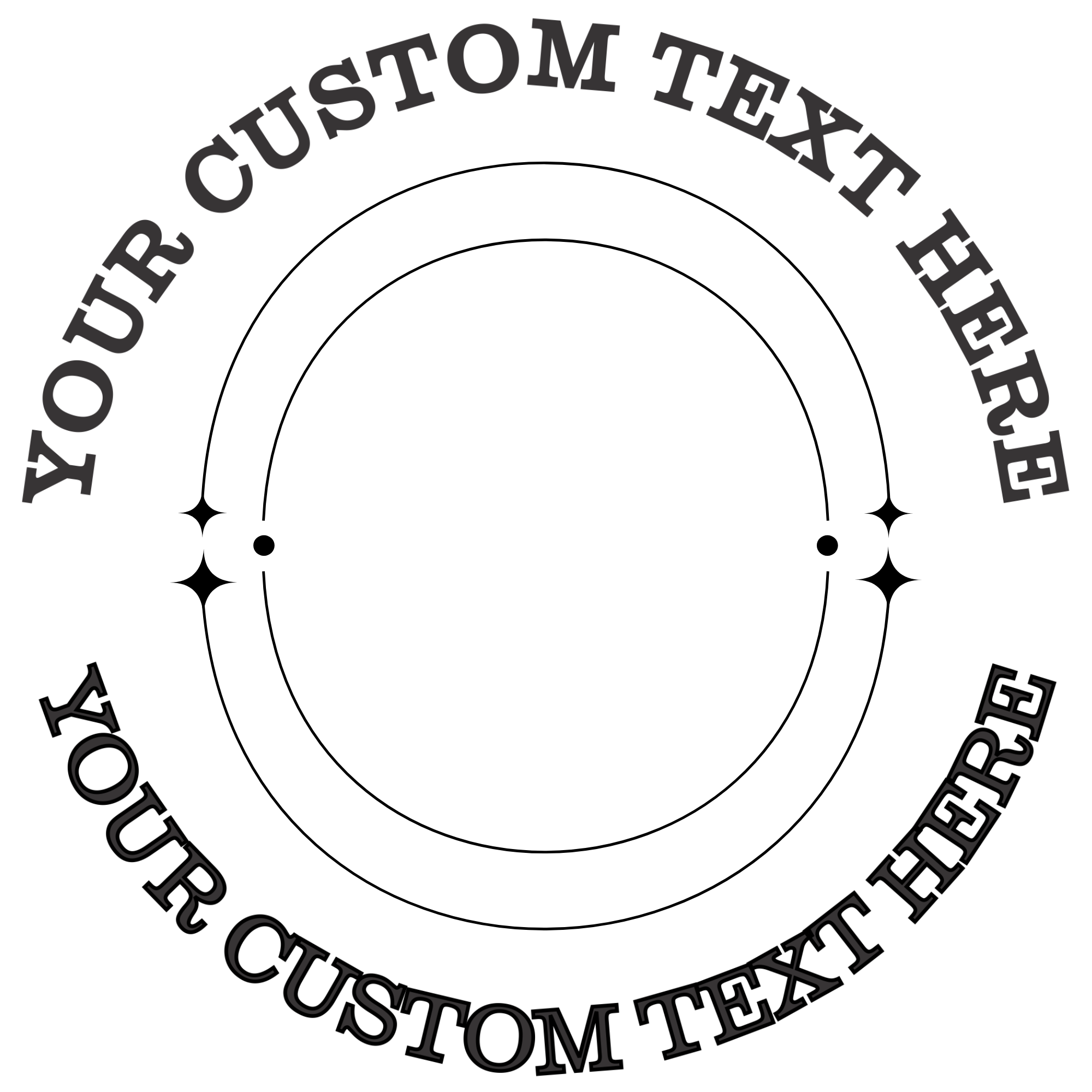 Double Circle with Three Dots  Self-Inking Custom Rubber Stamp | Personalized Return Address Stamp | Name & Address Customizable | 1.6" In Diameter Self Inking Rubber Stamp (SH-76835)