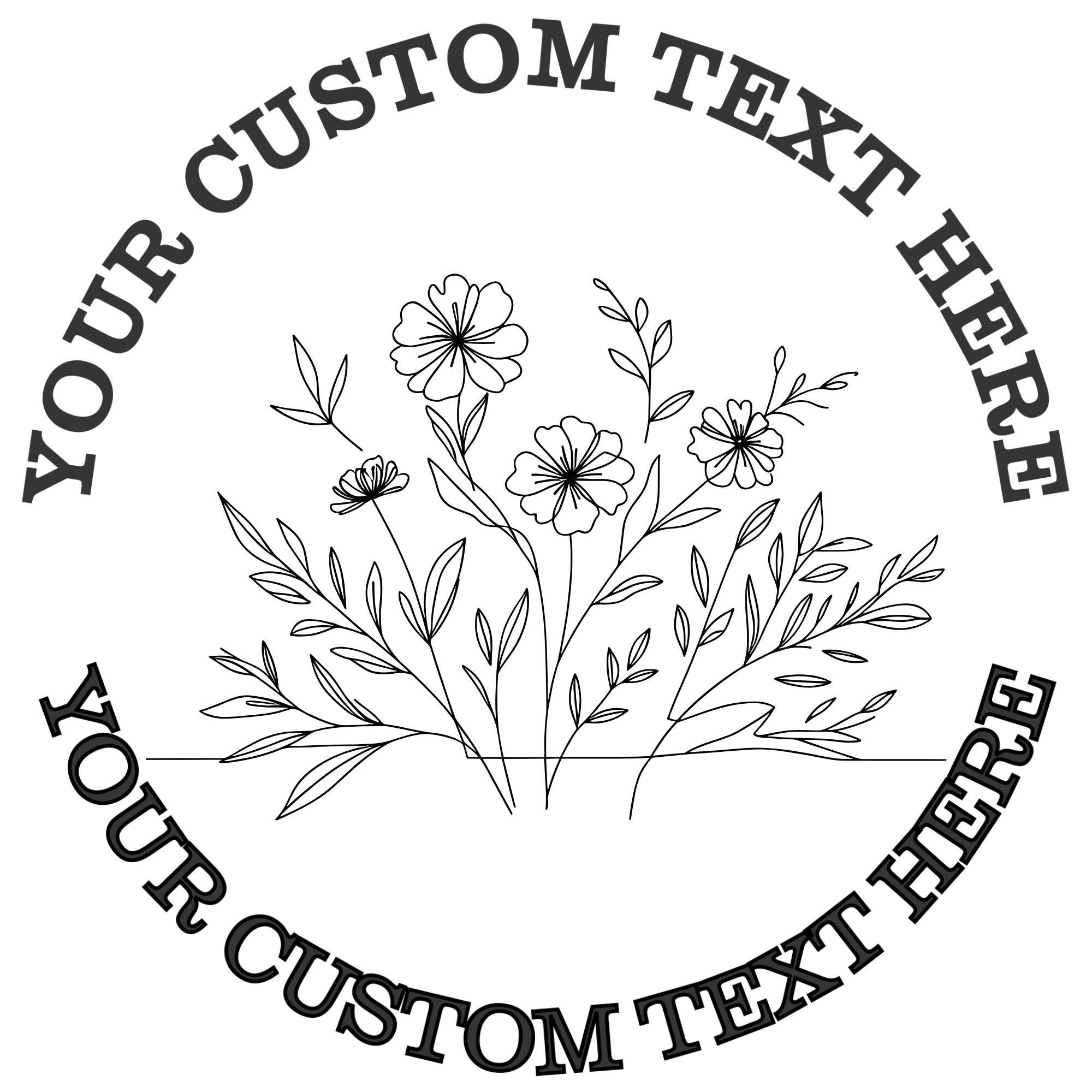 Elegant Flower Arrangement  Self-Inking Custom Rubber Stamp | Personalized Return Address Stamp | Name & Address Customizable | 1.6" In Diameter Self Inking Rubber Stamp (SH-76837)