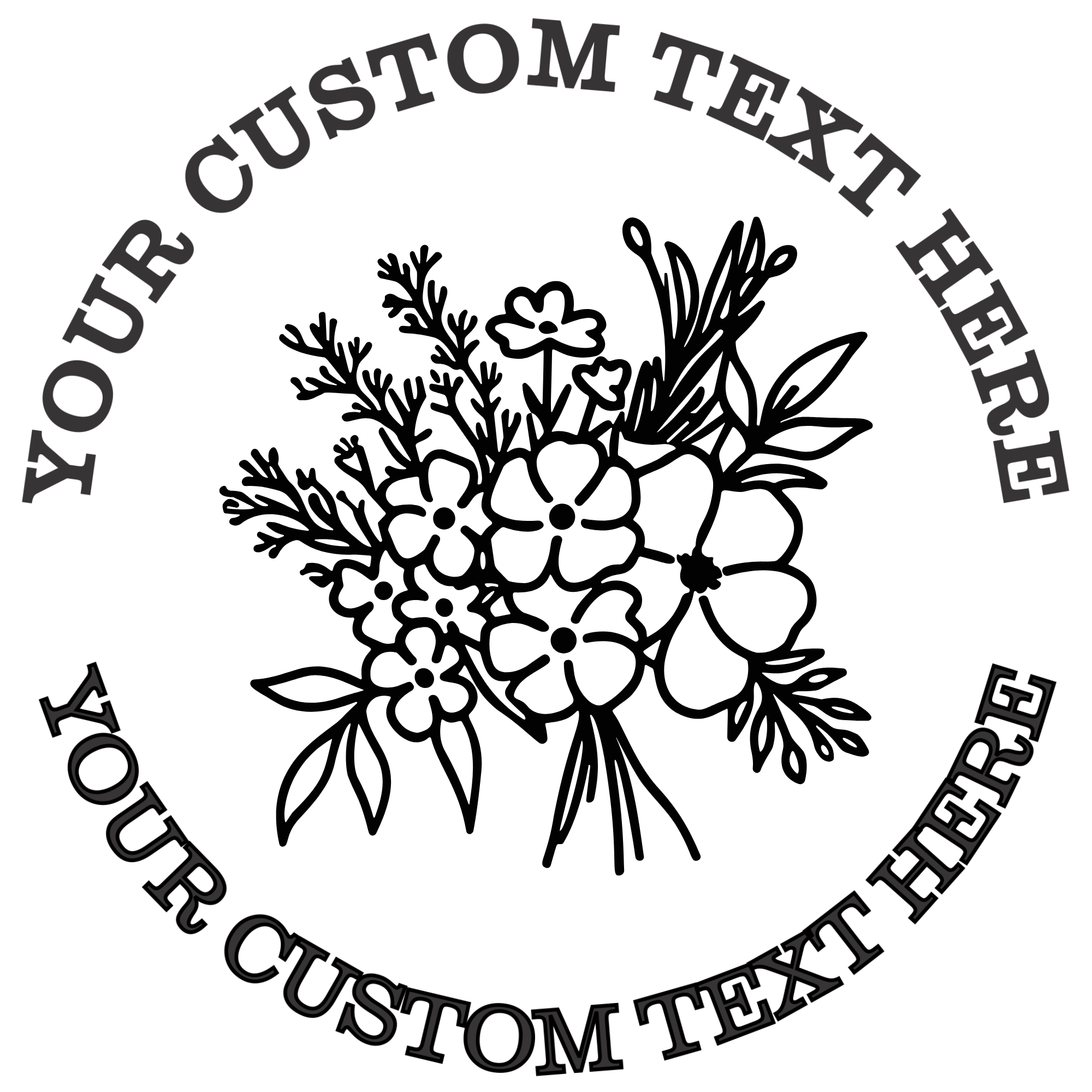 Large Flower Arrangement  Self-Inking Custom Rubber Stamp | Personalized Return Address Stamp | Name & Address Customizable | 1.6" In Diameter Self Inking Rubber Stamp (SH-76840)