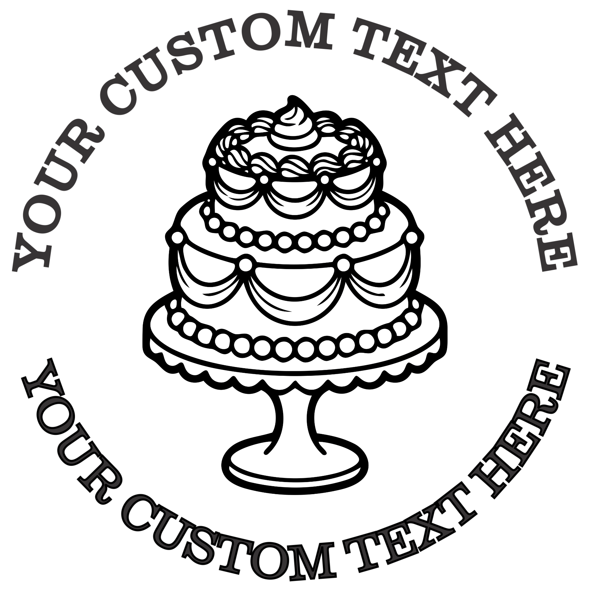 Ornate Cake  Self-Inking Custom Rubber Stamp | Personalized Return Address Stamp | Name & Address Customizable | 1.6" In Diameter Self Inking Rubber Stamp (SH-76843)