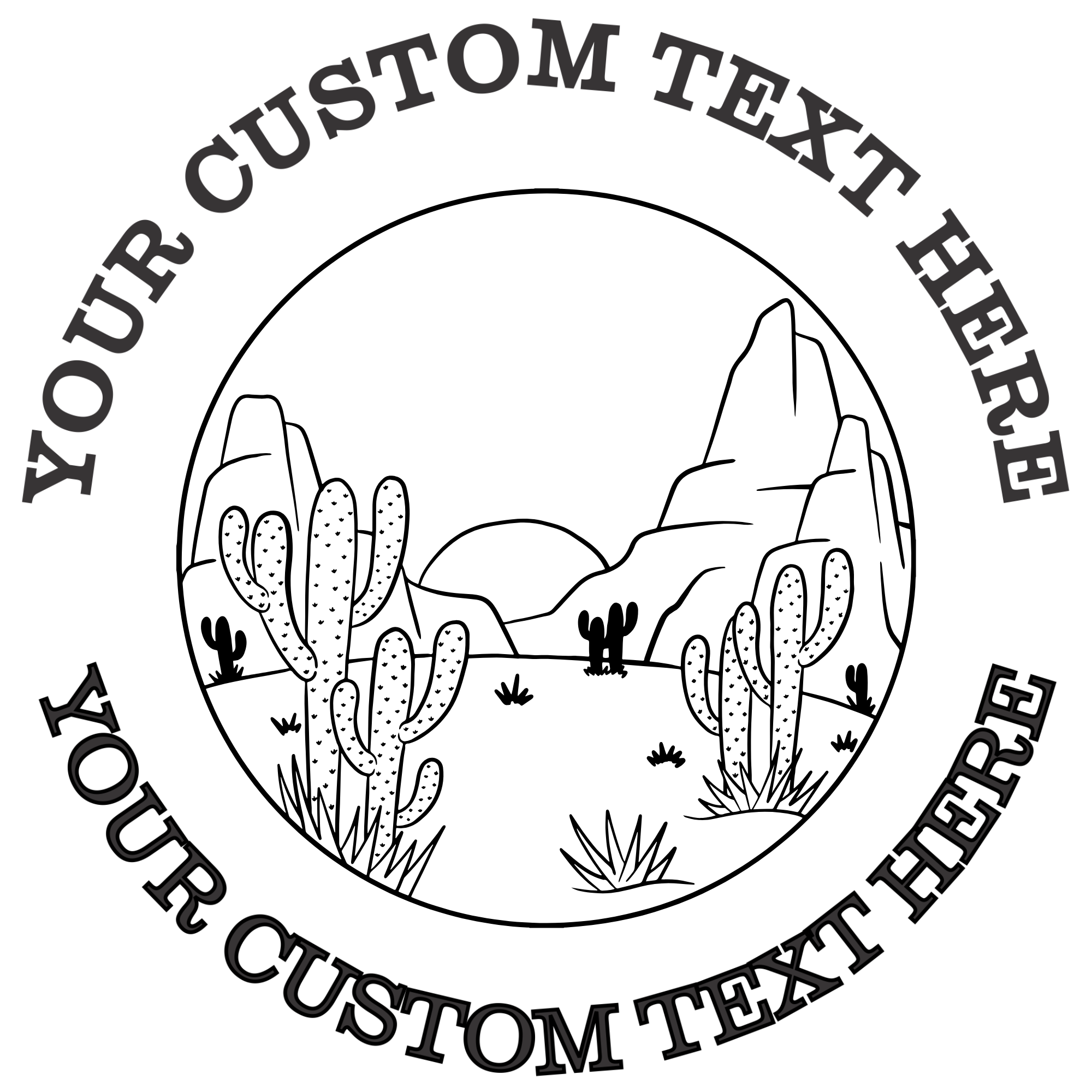 Arizona Landscape in a Circle  Self-Inking Custom Rubber Stamp | Personalized Return Address Stamp | Name & Address Customizable | 1.6" In Diameter Self Inking Rubber Stamp (SH-76846)