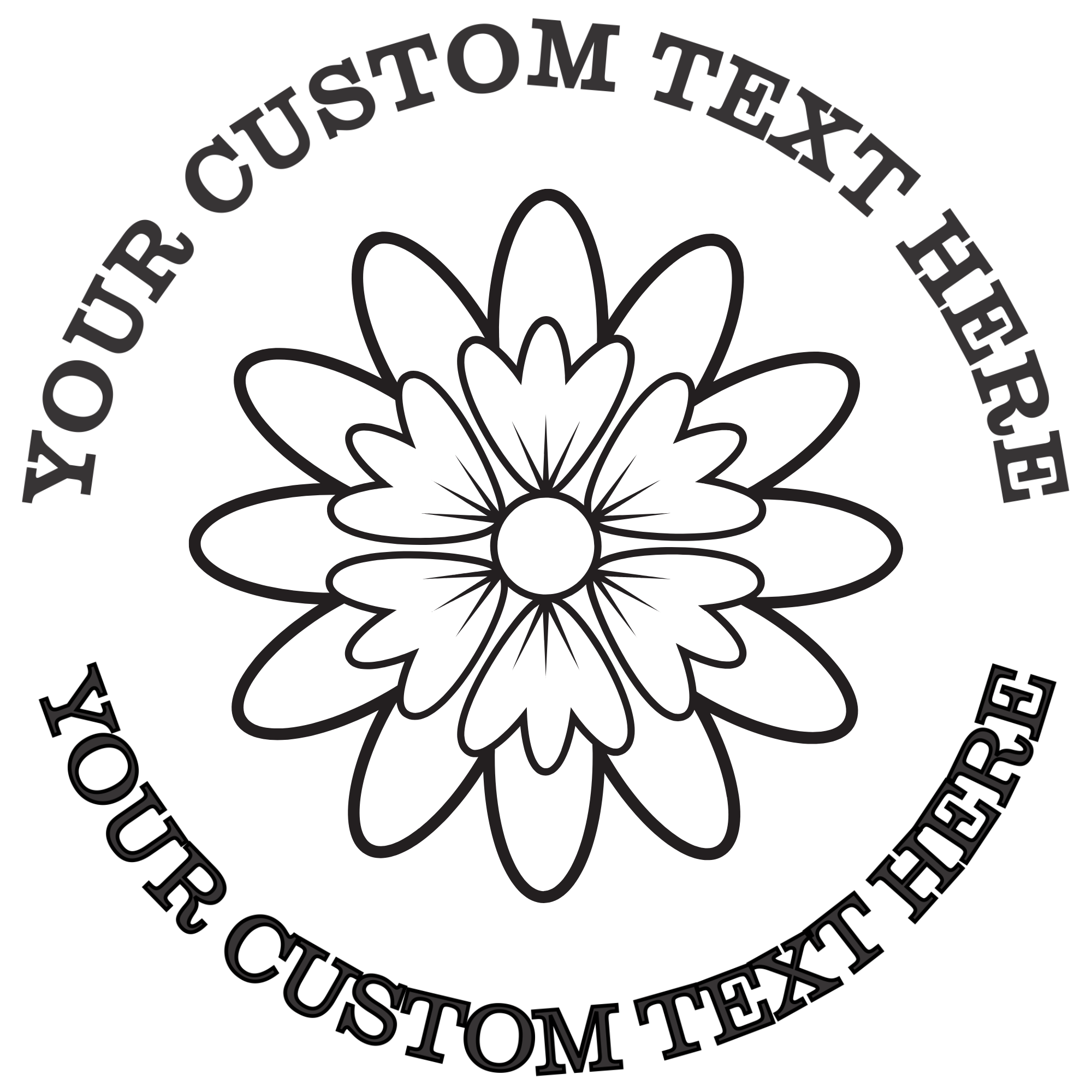 Blooming Flower Outline  Self-Inking Custom Rubber Stamp | Personalized Return Address Stamp | Name & Address Customizable | 1.6" In Diameter Self Inking Rubber Stamp (SH-76847)