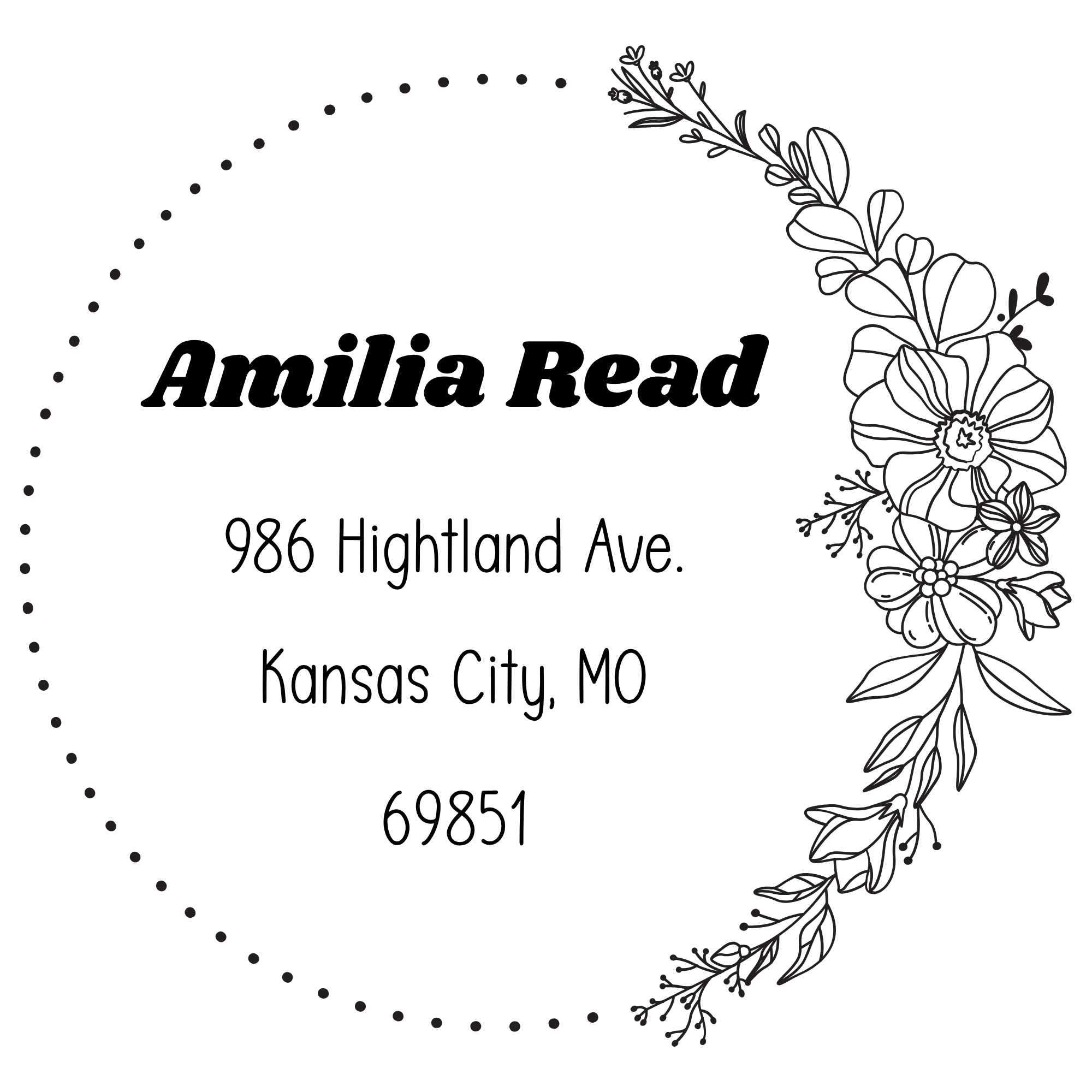 Amilia Floral Address Stamp
